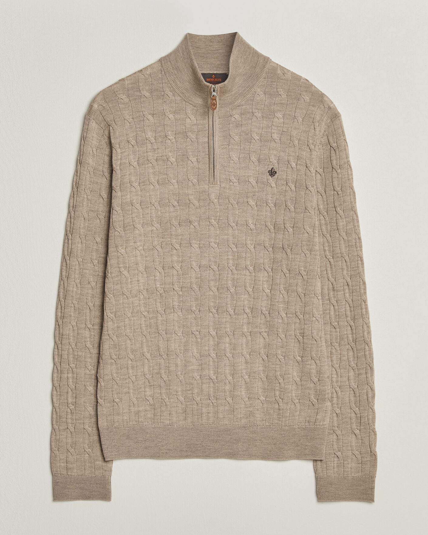 Herre | Trøjer | Morris | Merino Cable Half Zip Khaki