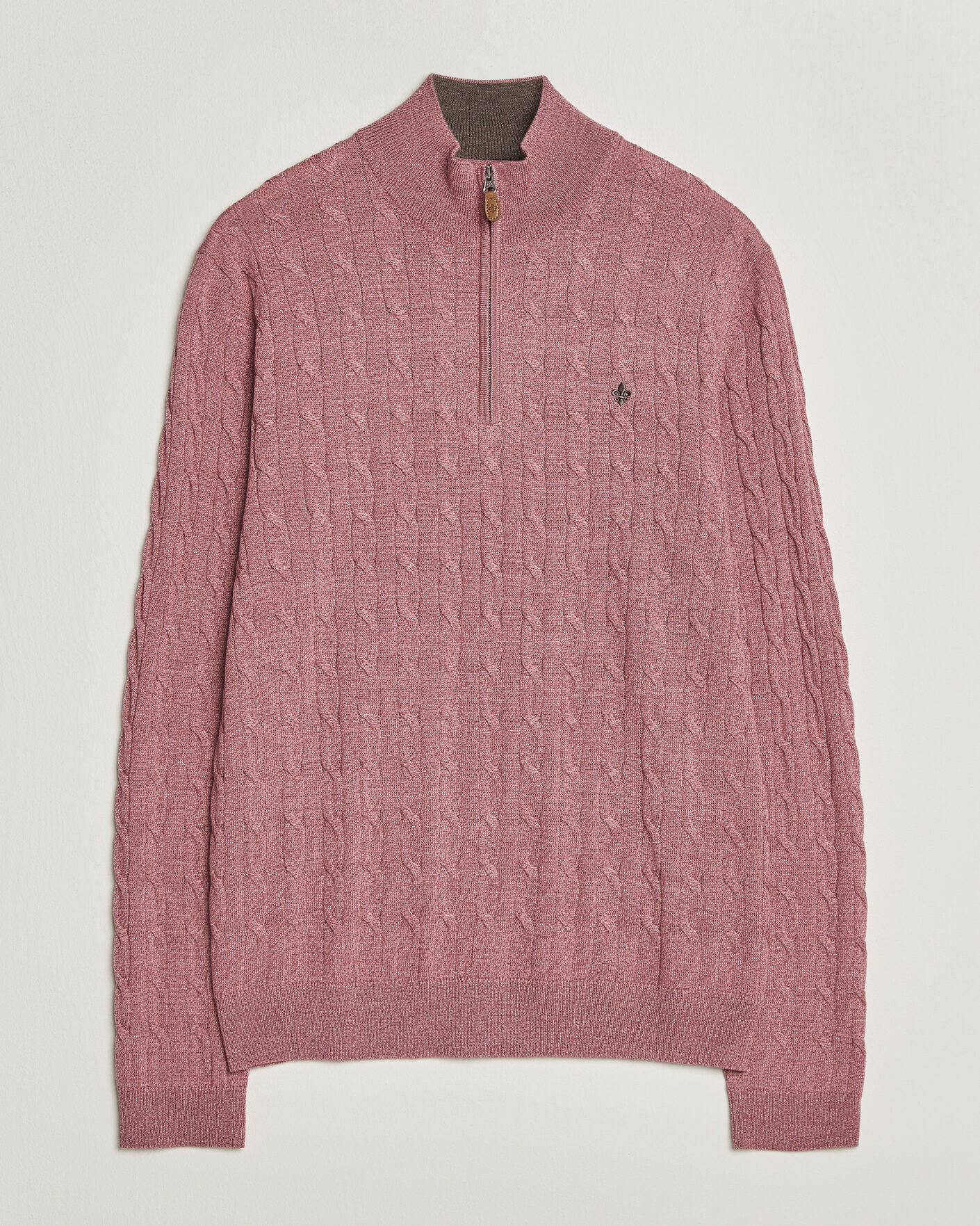 Herre | Trøjer | Morris | Merino Cable Half Zip Cerise