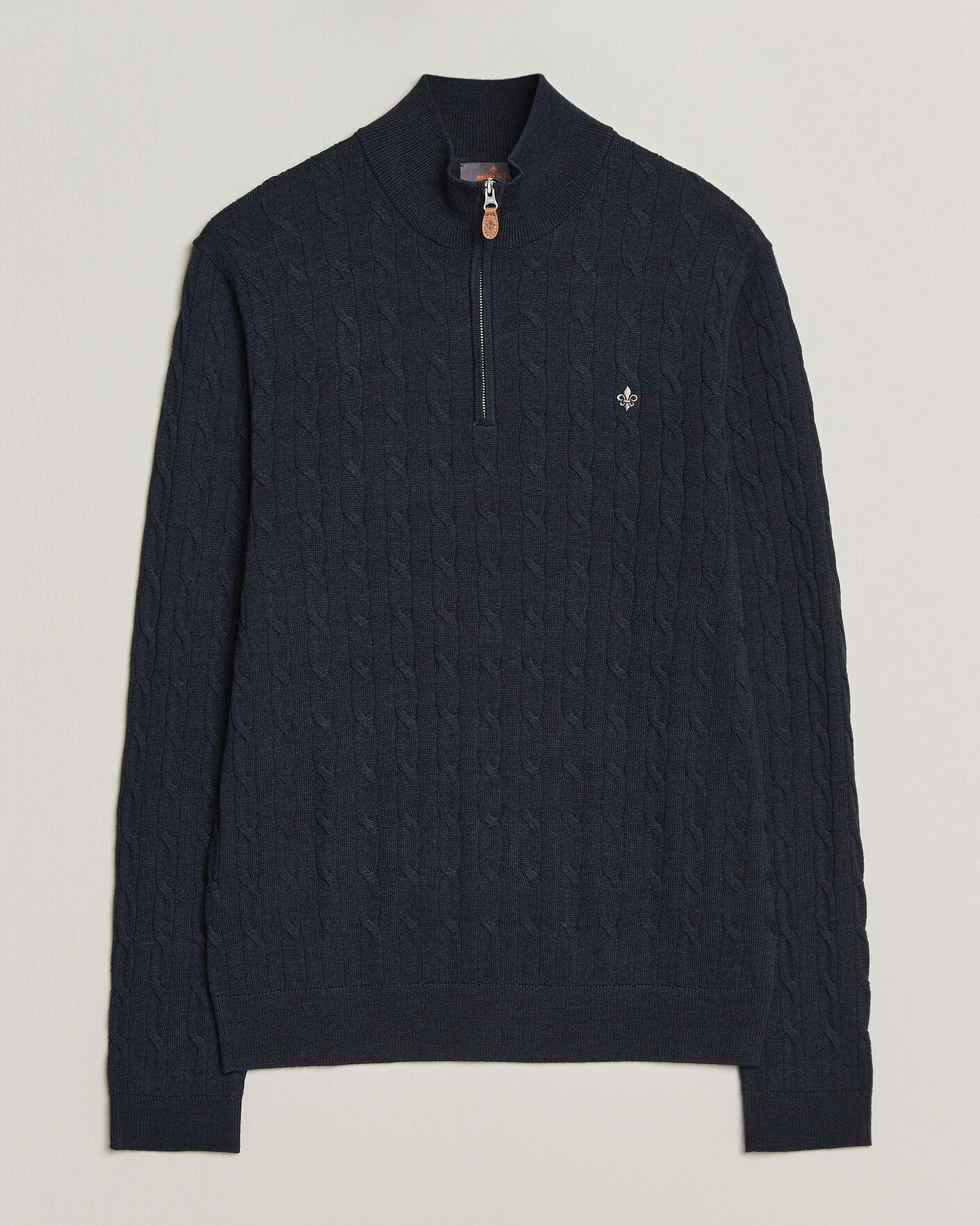 Herre | Trøjer | Morris | Merino Cable Half Zip Navy