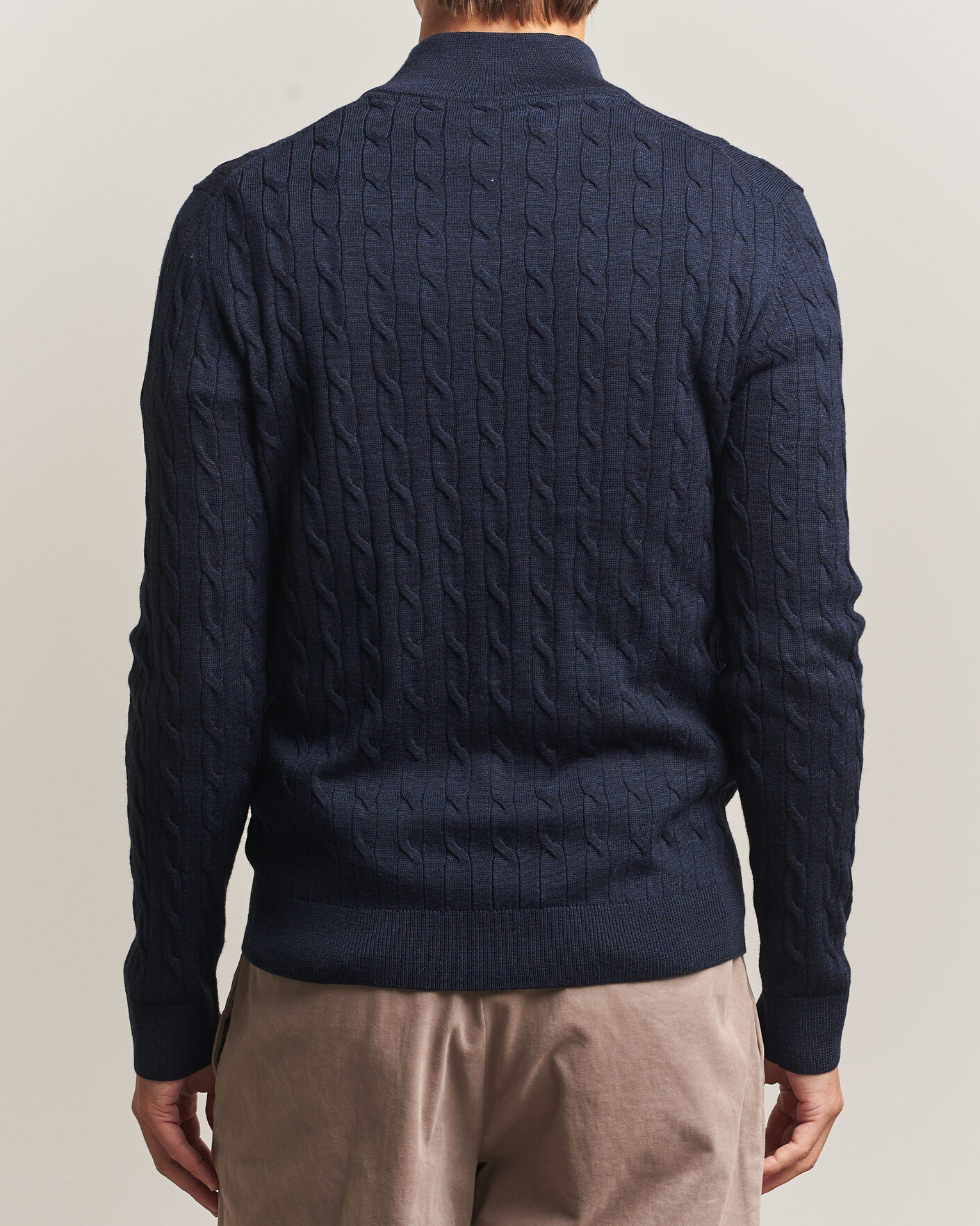 Herre | Trøjer | Morris | Merino Cable Half Zip Navy