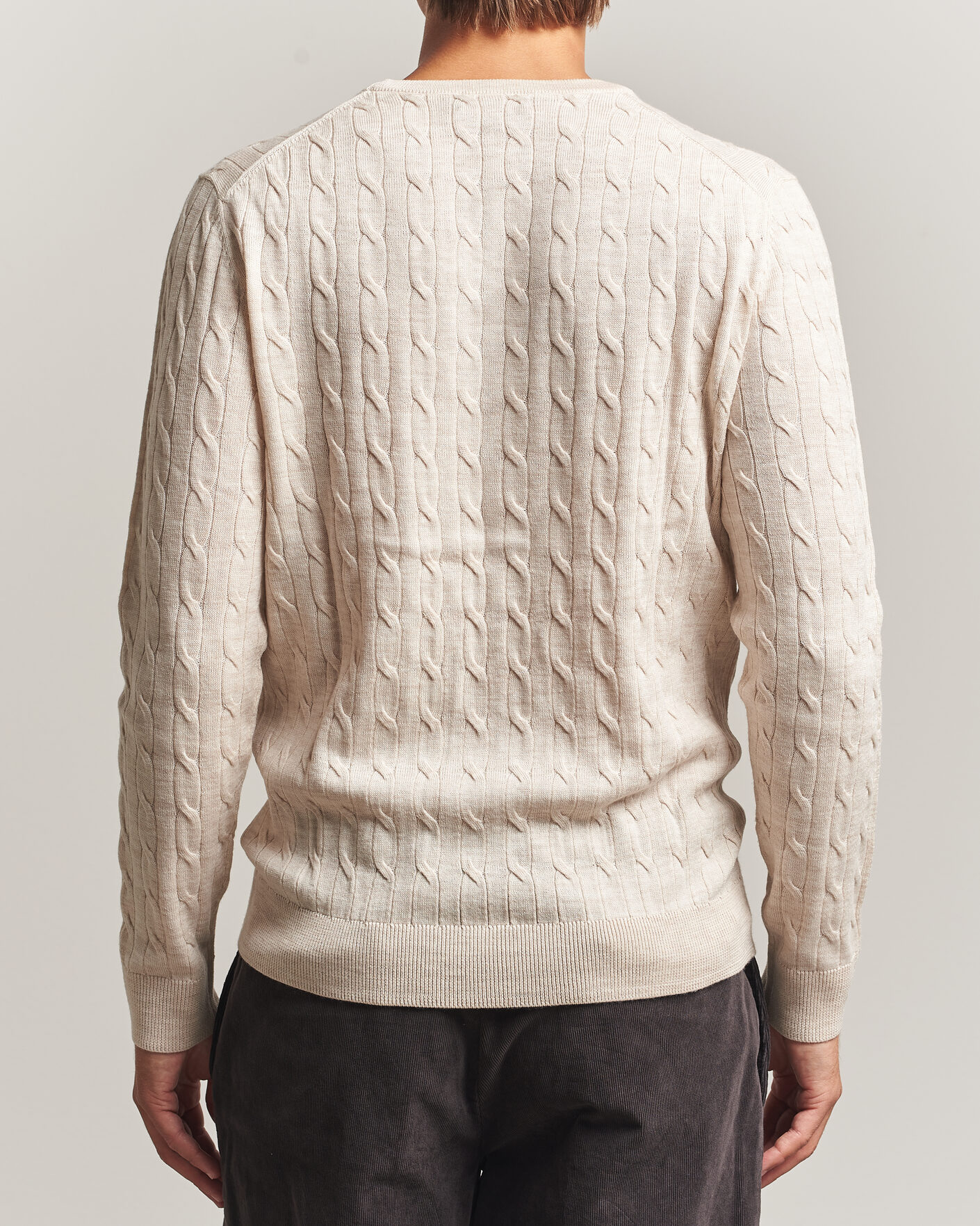 Herre | Trøjer | Morris | Merino Cable O-Neck Off White