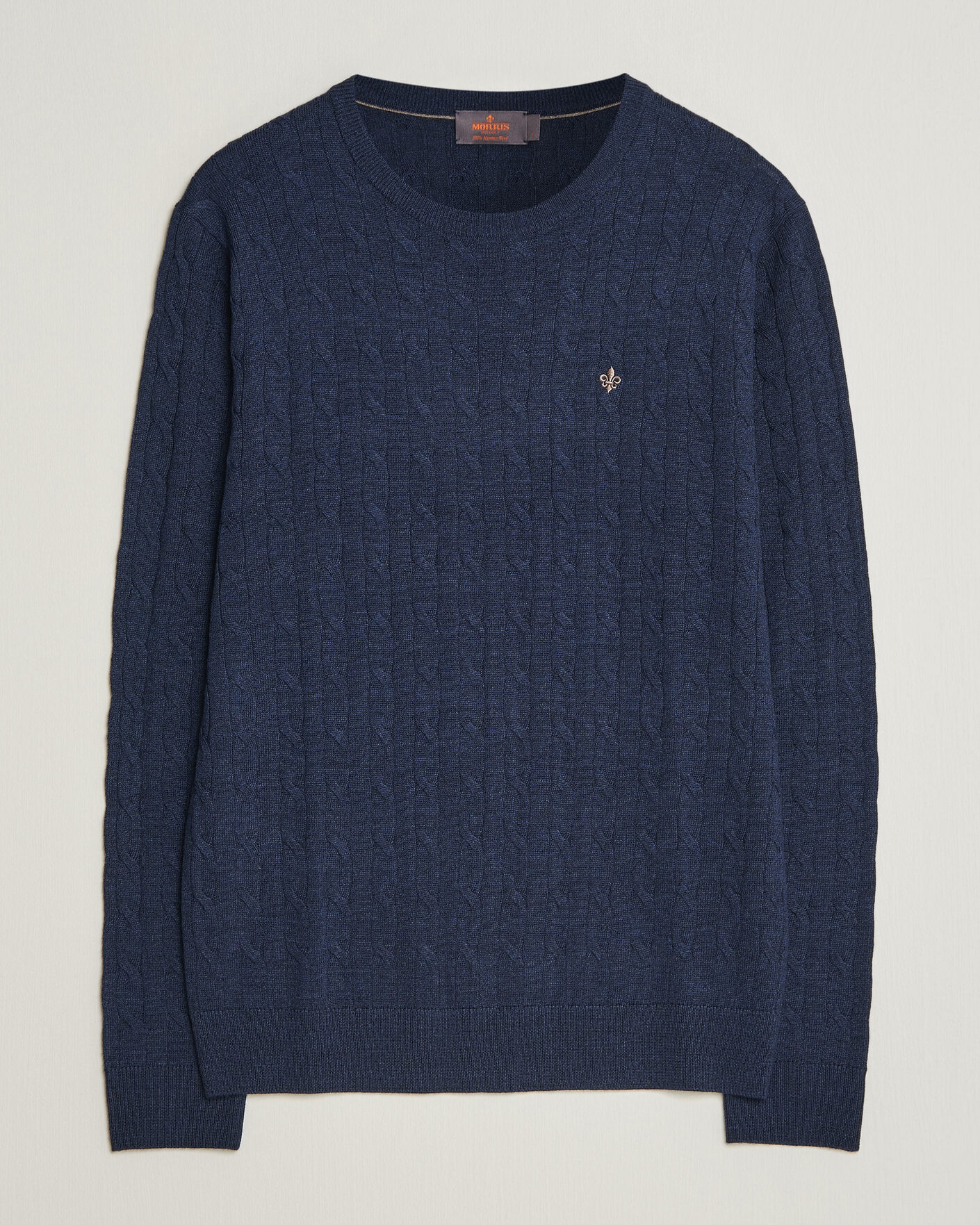 Herre | Trøjer | Morris | Merino Cable O-Neck Navy