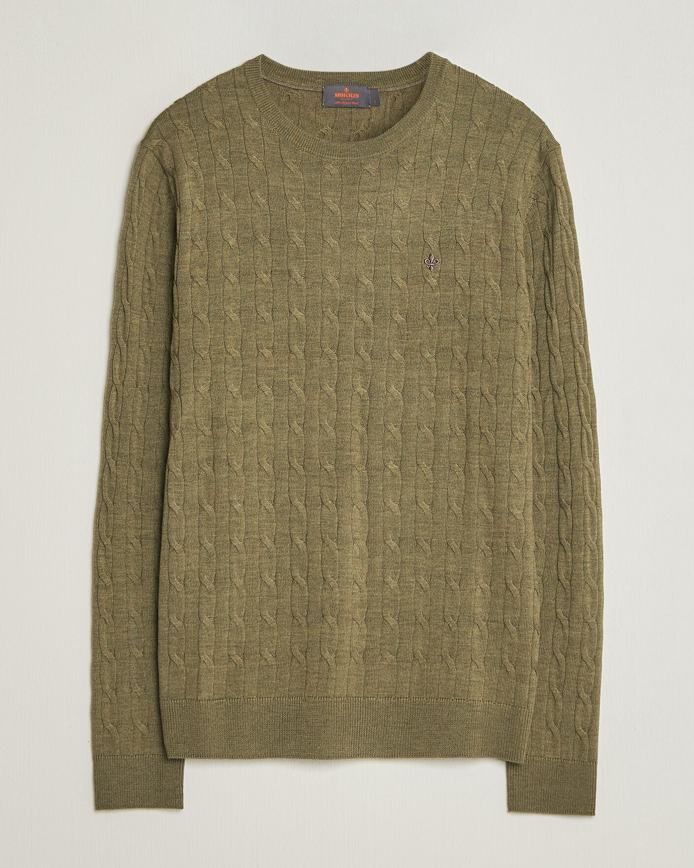 Herre | Trøjer | Morris | Merino Cable O-Neck Olive