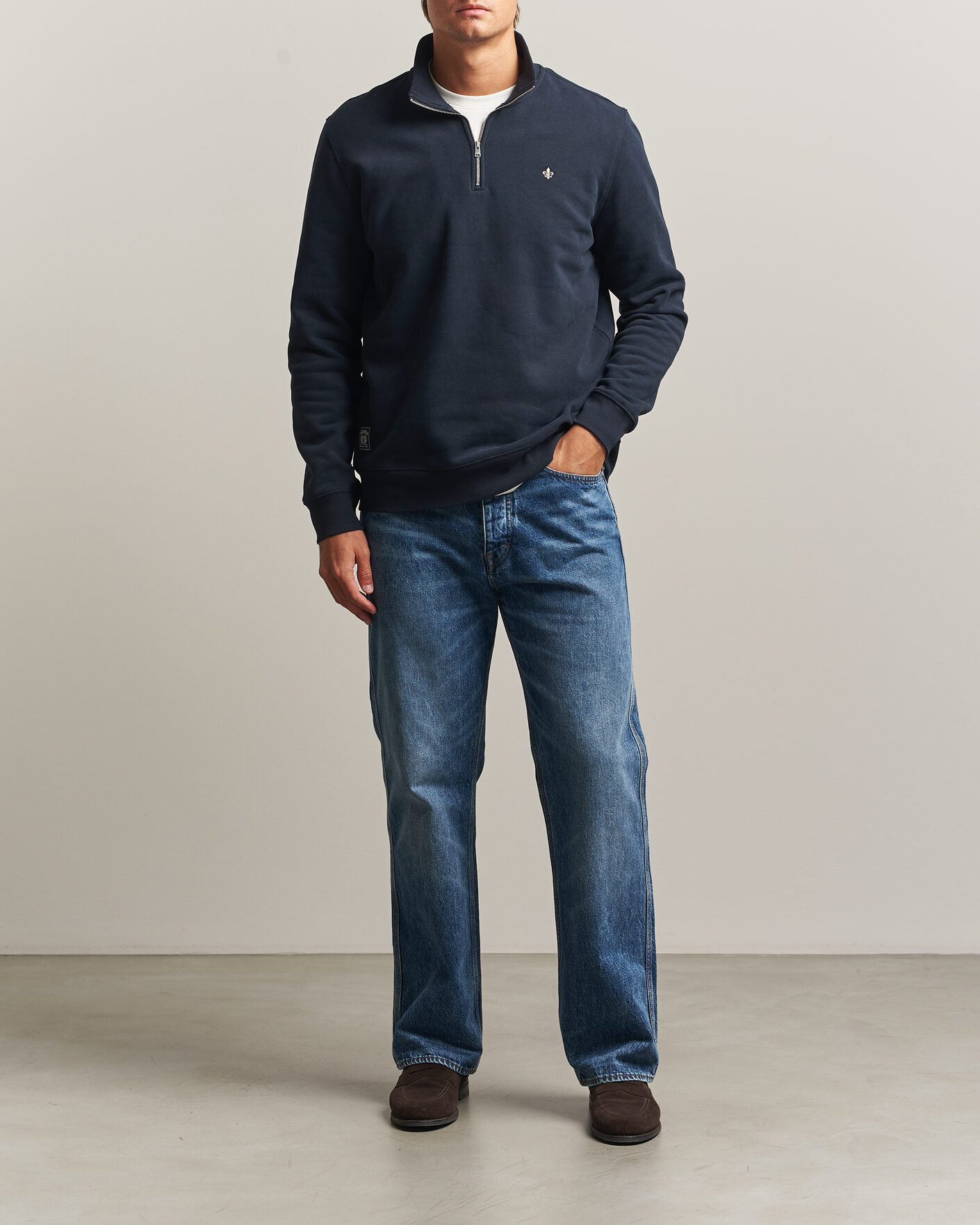 Herre | Trøjer | Morris | Brandon Lily Half Zip Old Blue