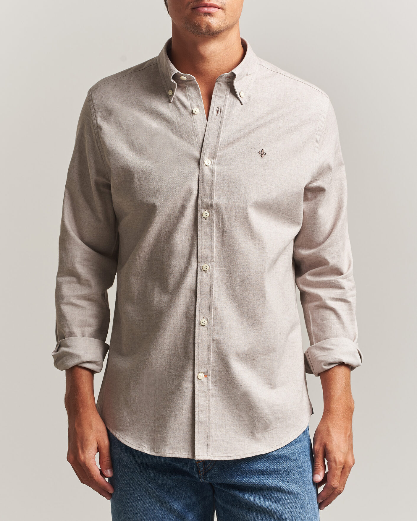Herre | Skjorter | Morris | Watts Flannel Shirt Khaki