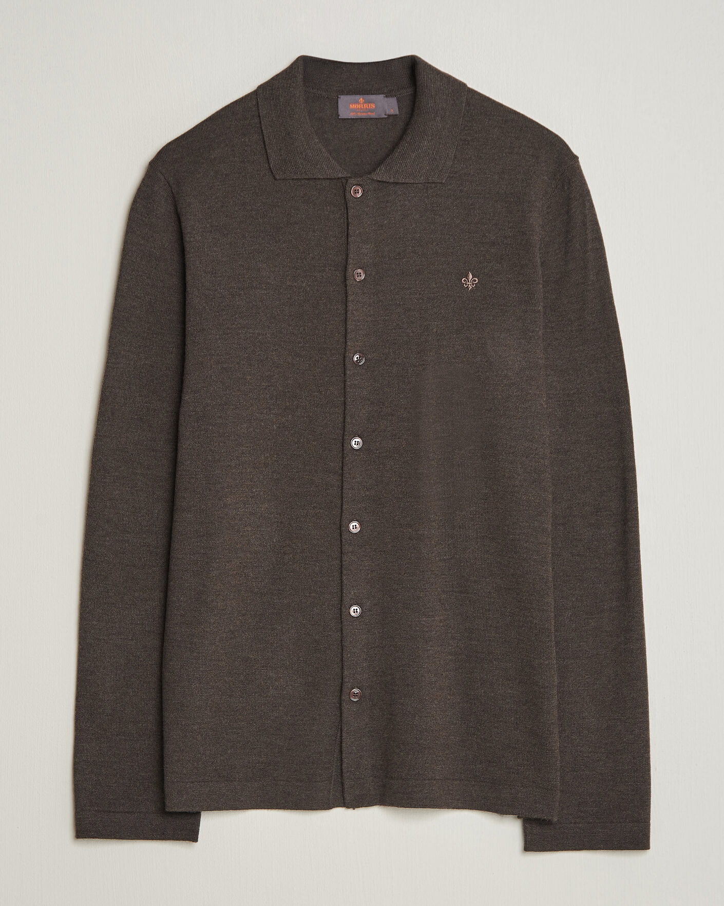 Herre | Skjorter | Morris | Merino Shirt Cardigan Brown