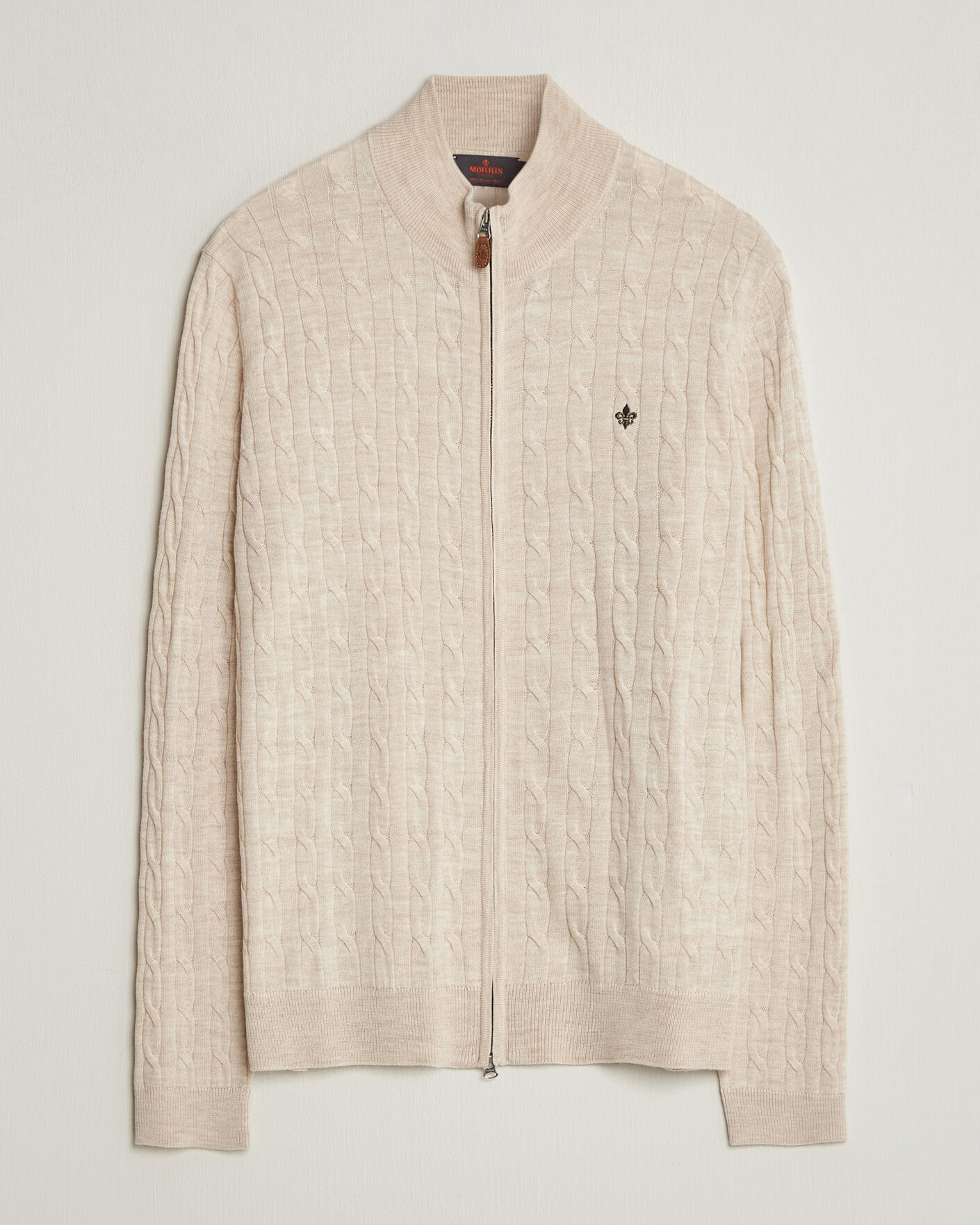 Herre | Trøjer | Morris | Merino Cable Zip Cardigan Off White
