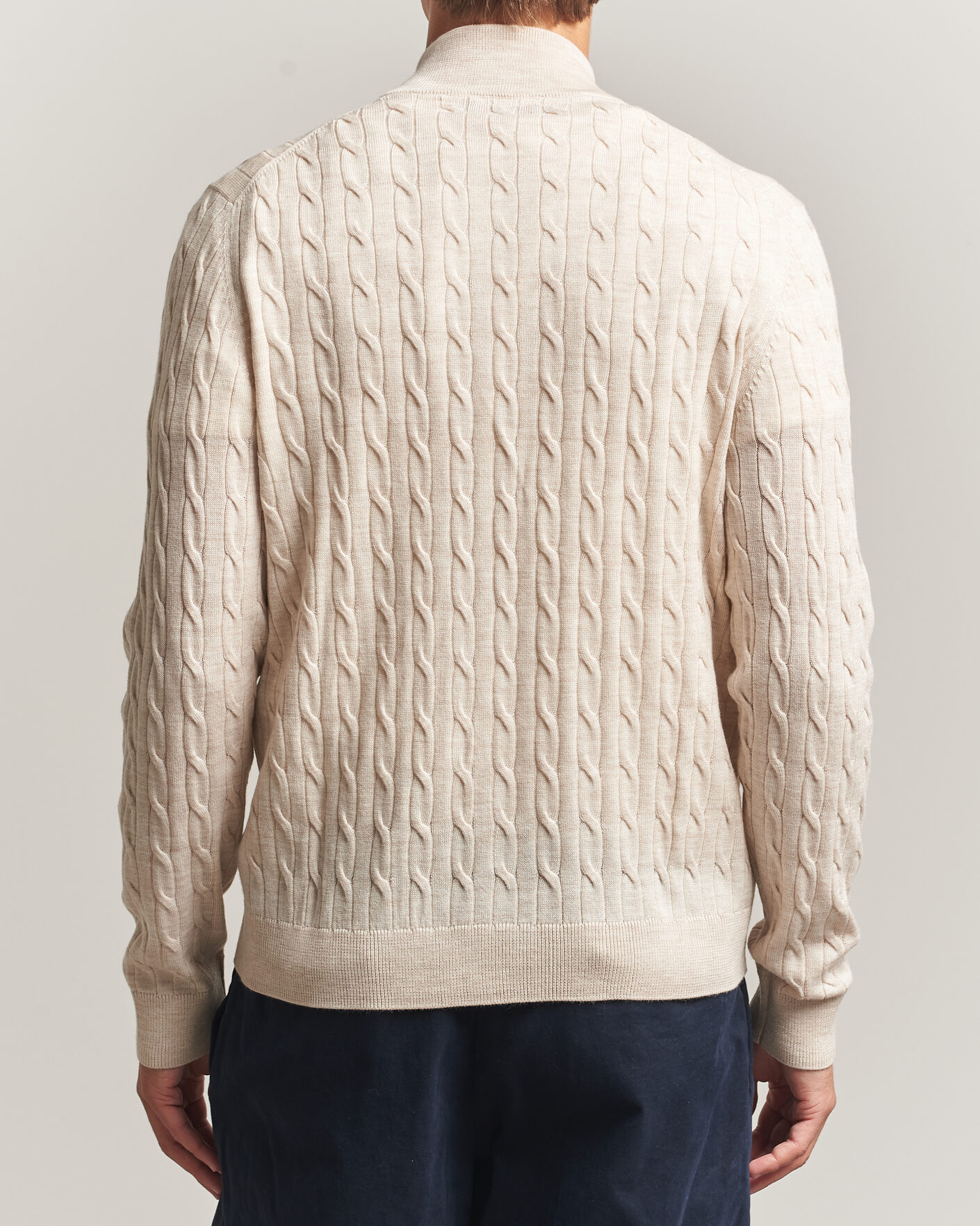 Herre | Trøjer | Morris | Merino Cable Zip Cardigan Off White