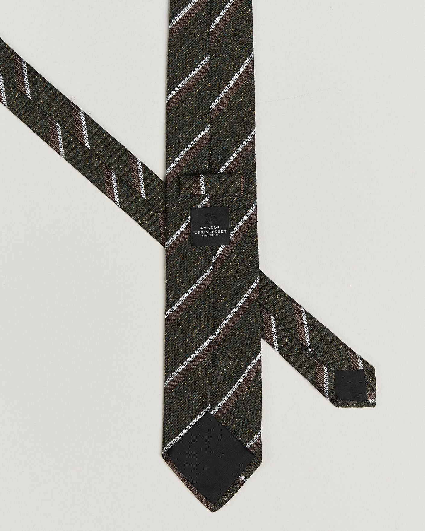 Herre | Slips | Amanda Christensen | Silk Bourette Striped 8cm Tie Green