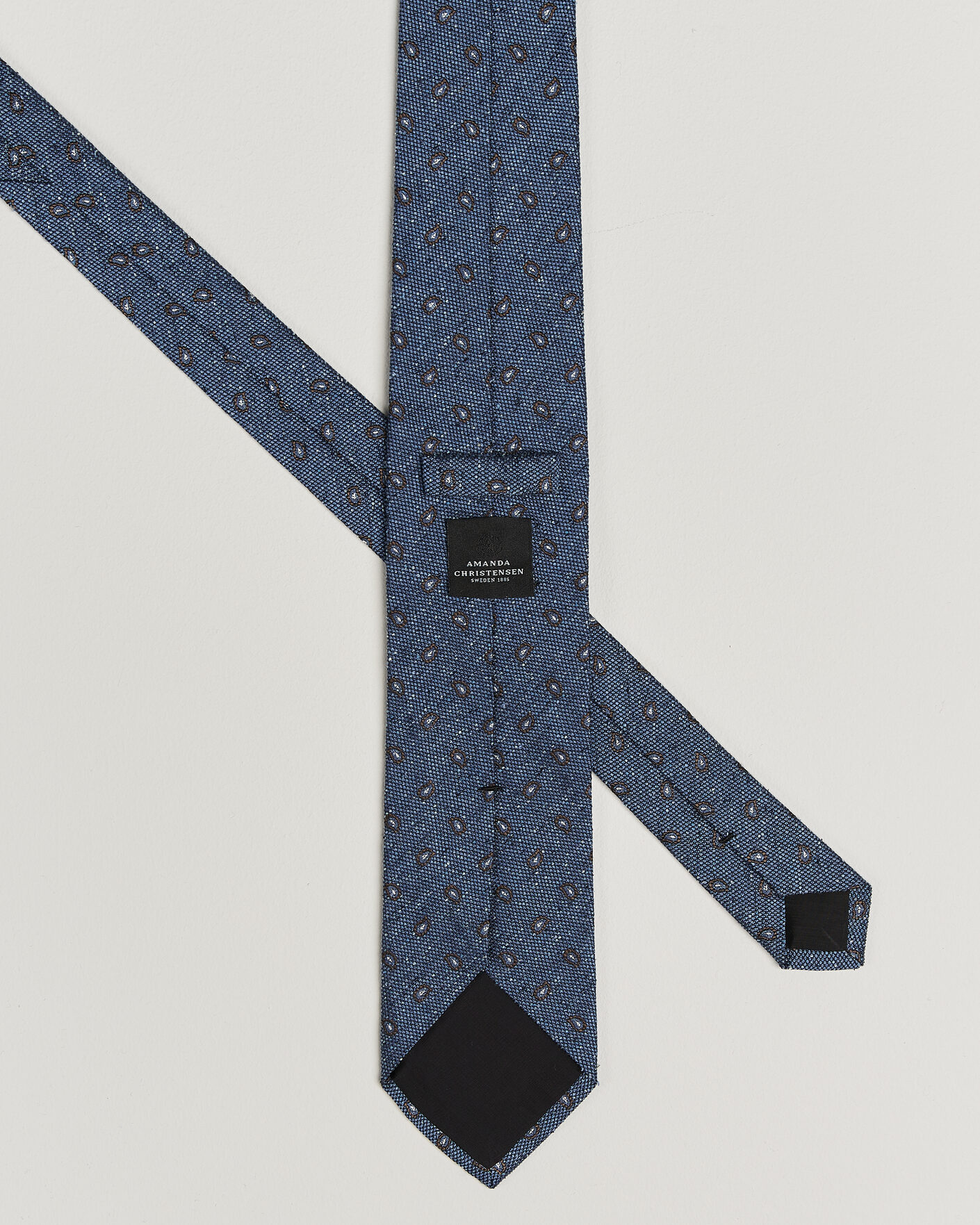 Herre | Slips | Amanda Christensen | Silk Bourette Paisley 8cm Tie Sky Blue