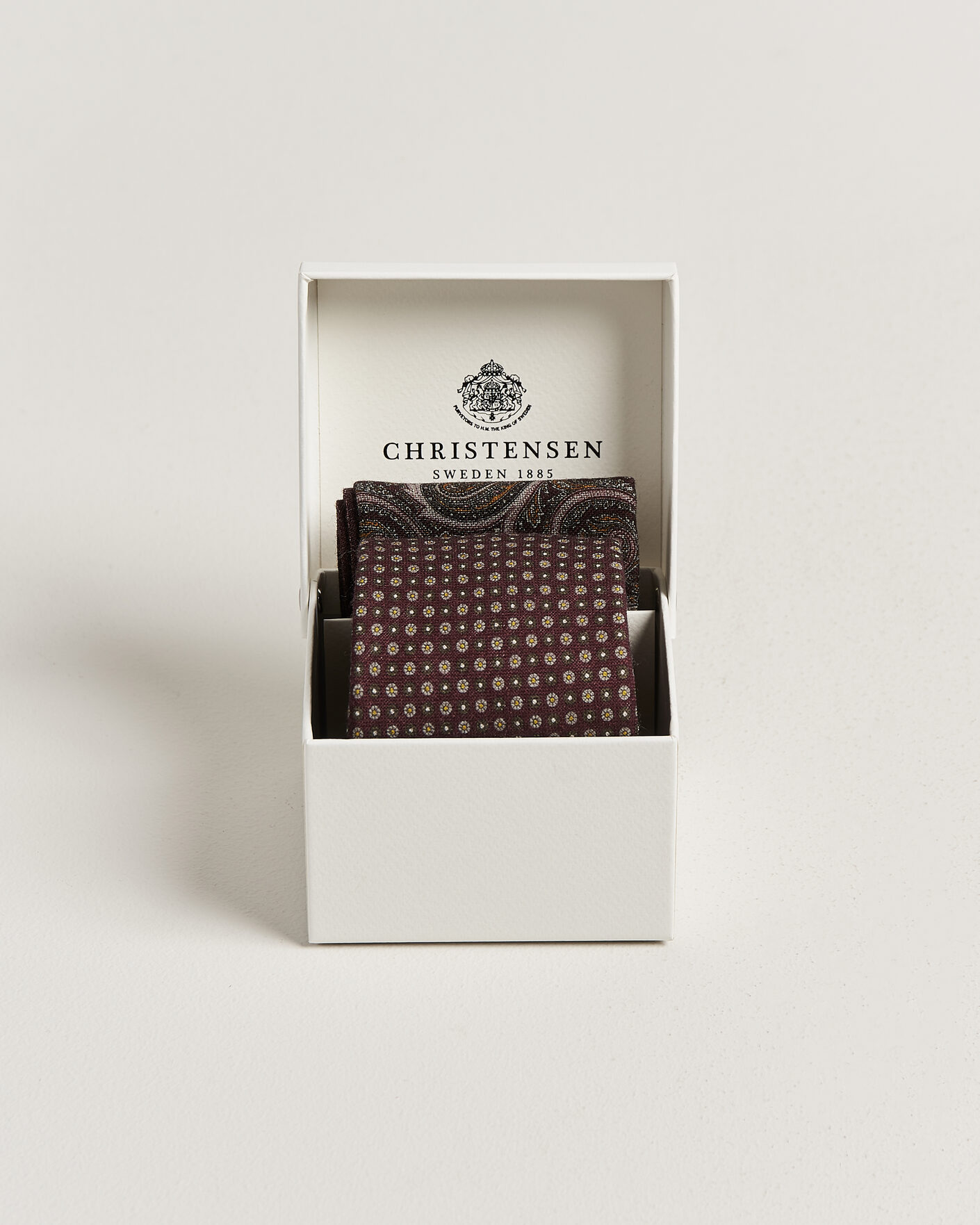 Herre | Slips | Amanda Christensen | Box Set Wool 8 cm Tie And Pocket Square Wine