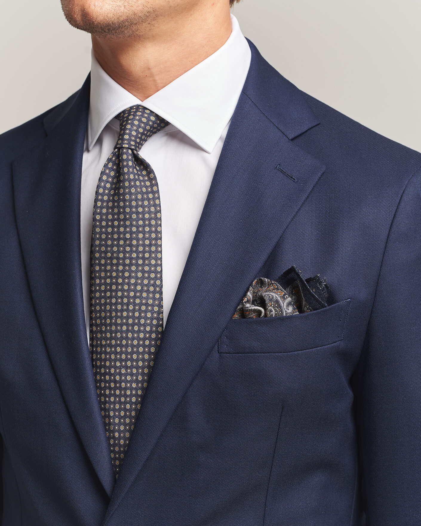 Herre | Slips | Amanda Christensen | Box Set Wool 8 cm Tie And Pocket Square Navy