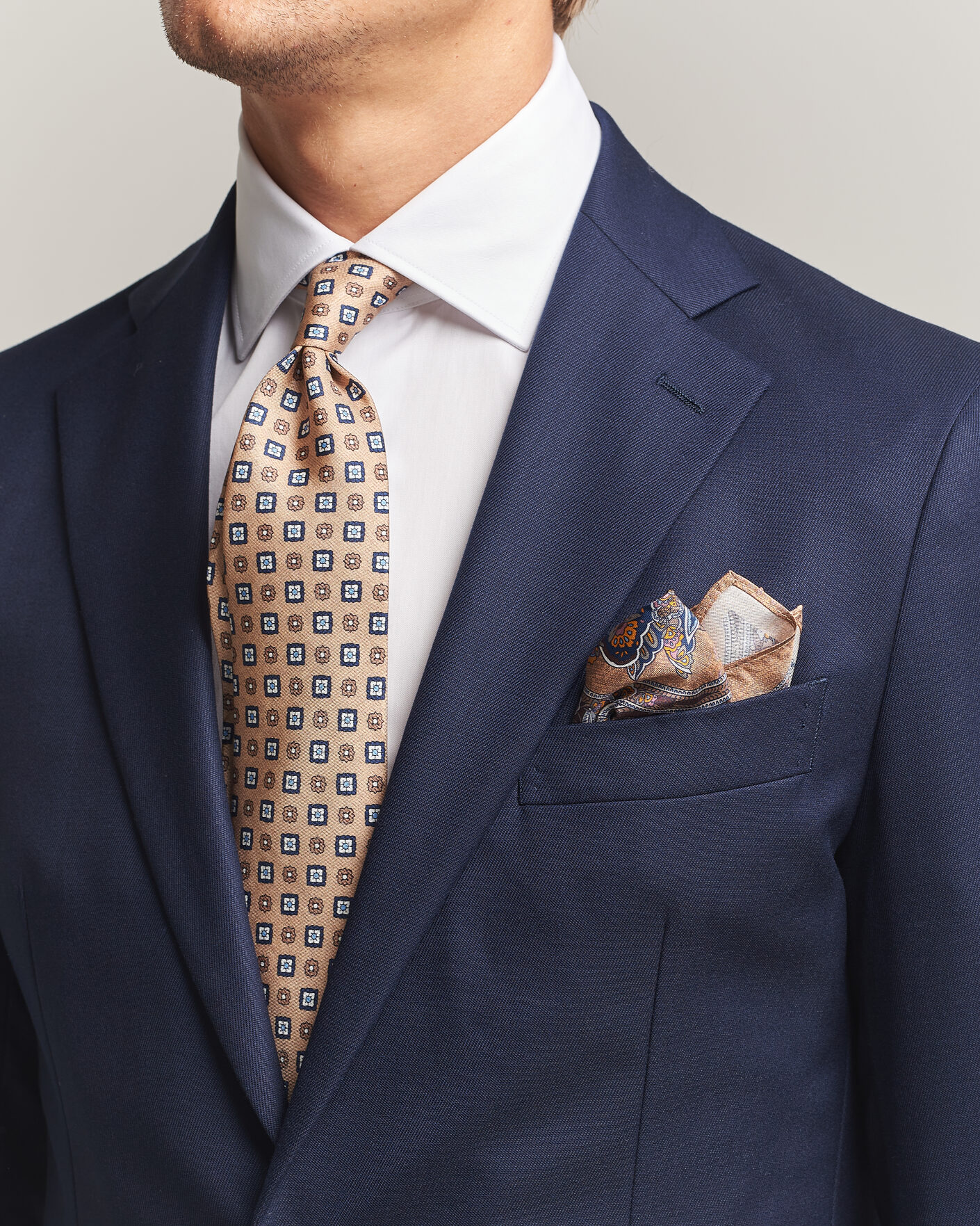 Herre | Slips | Amanda Christensen | Box Set Silk 8 cm Tie And Pocket Square Beige