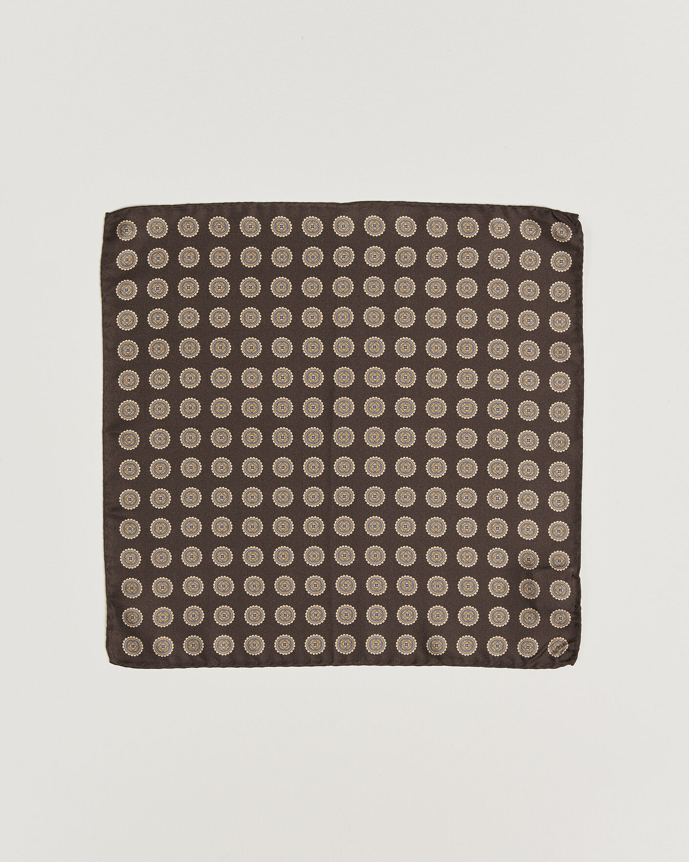 Herre | Lommeklude | Amanda Christensen | Silk Twill Medallion Pocket Square Brown