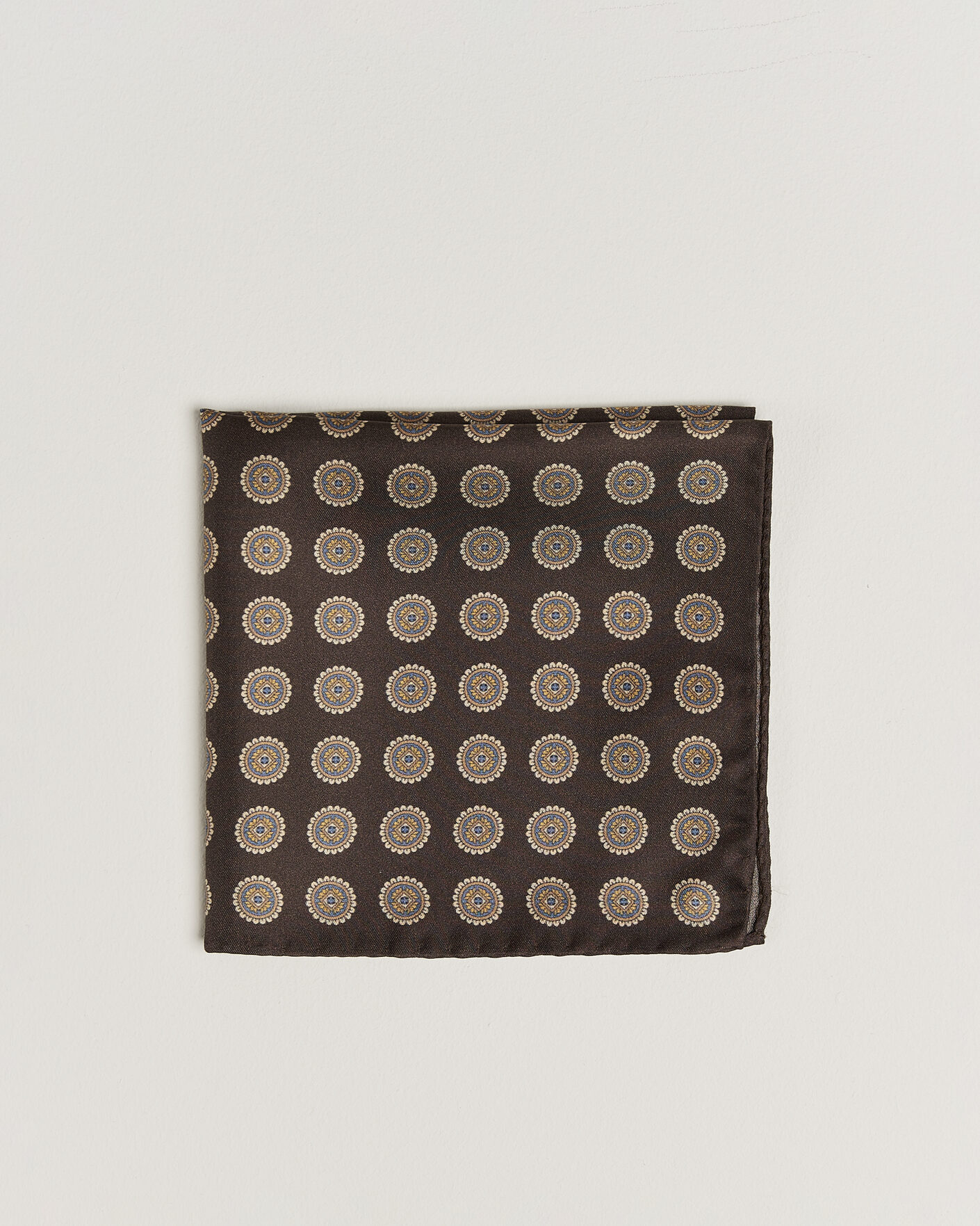 Herre | Lommeklude | Amanda Christensen | Silk Twill Medallion Pocket Square Brown
