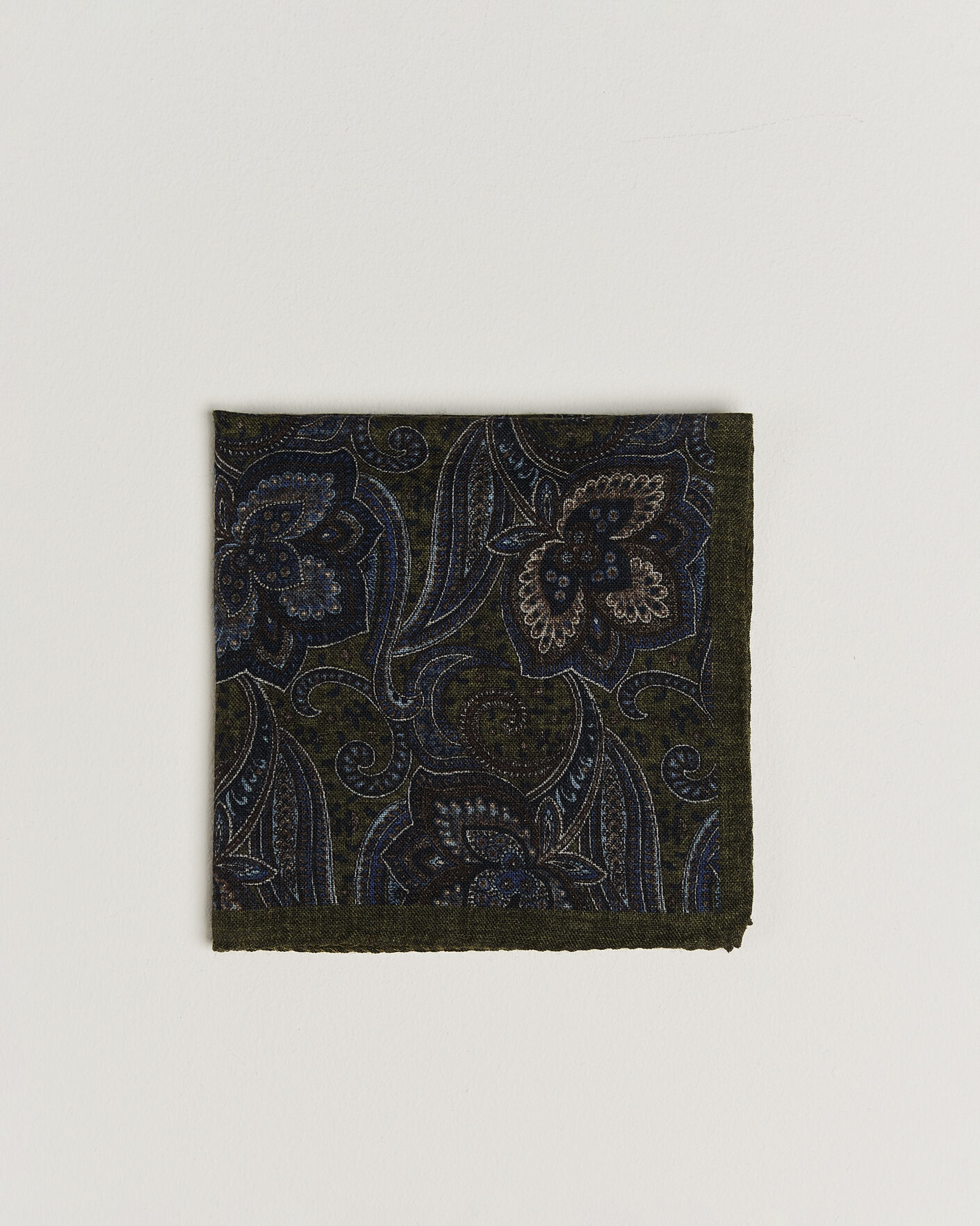 Herre | Lommeklude | Amanda Christensen | Wool Large Paisley Pocket Square Green