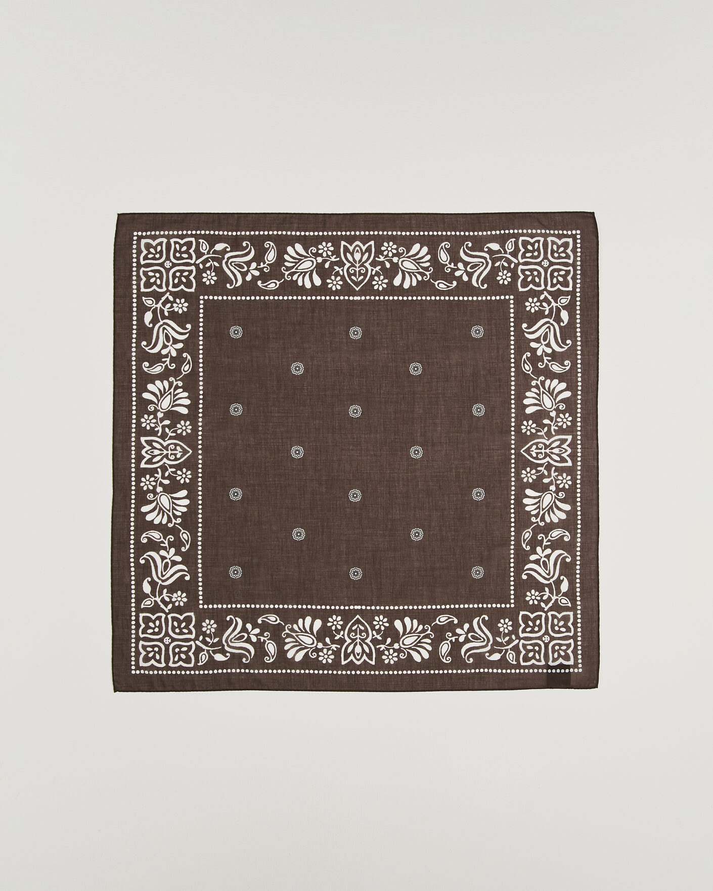 Herre | Tørklæde | Amanda Christensen | Cotton Voile Printed Flower Bandana Brown