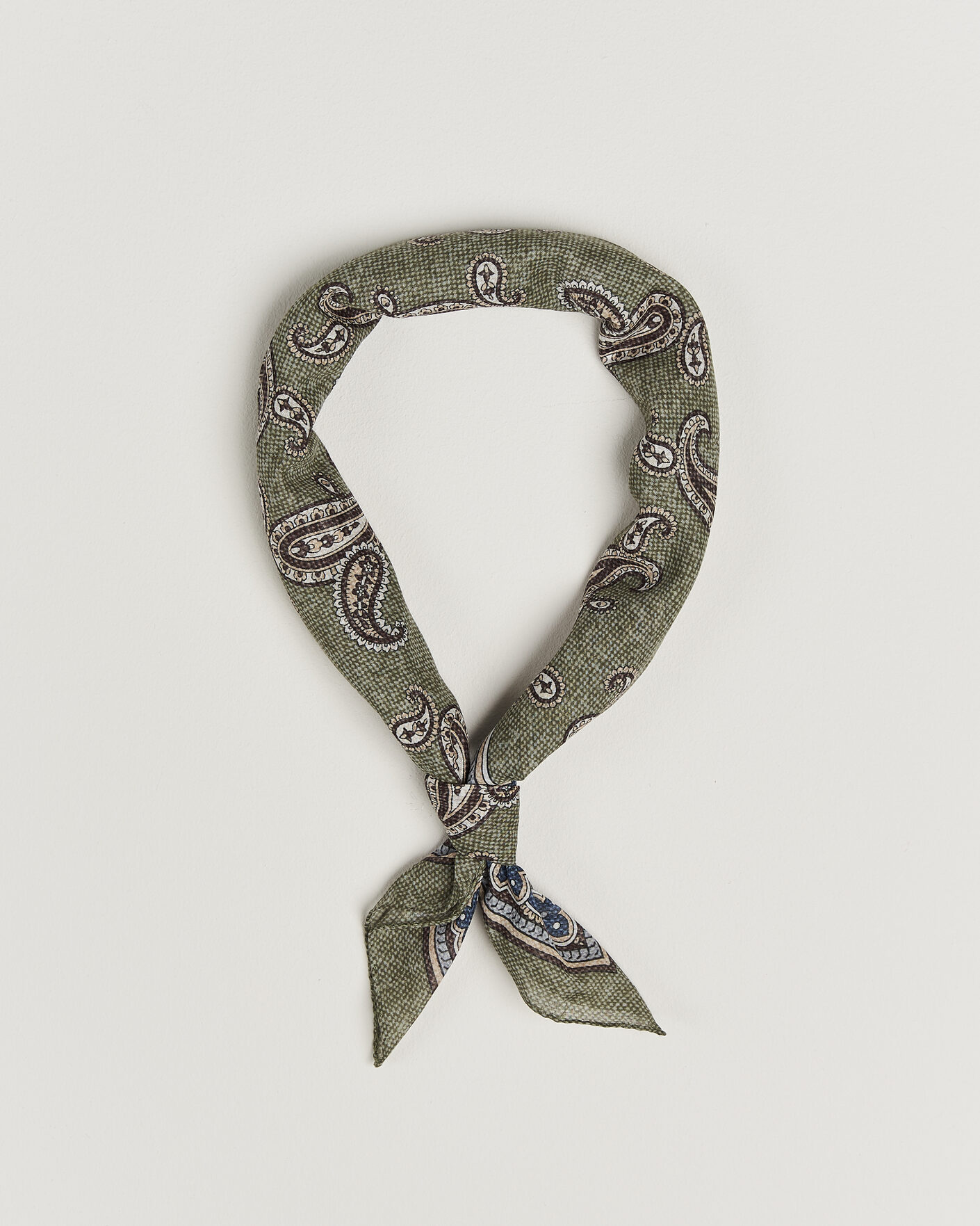 Herre | Tørklæde | Amanda Christensen | Cotton Voile Printed Paisley Bandana Green