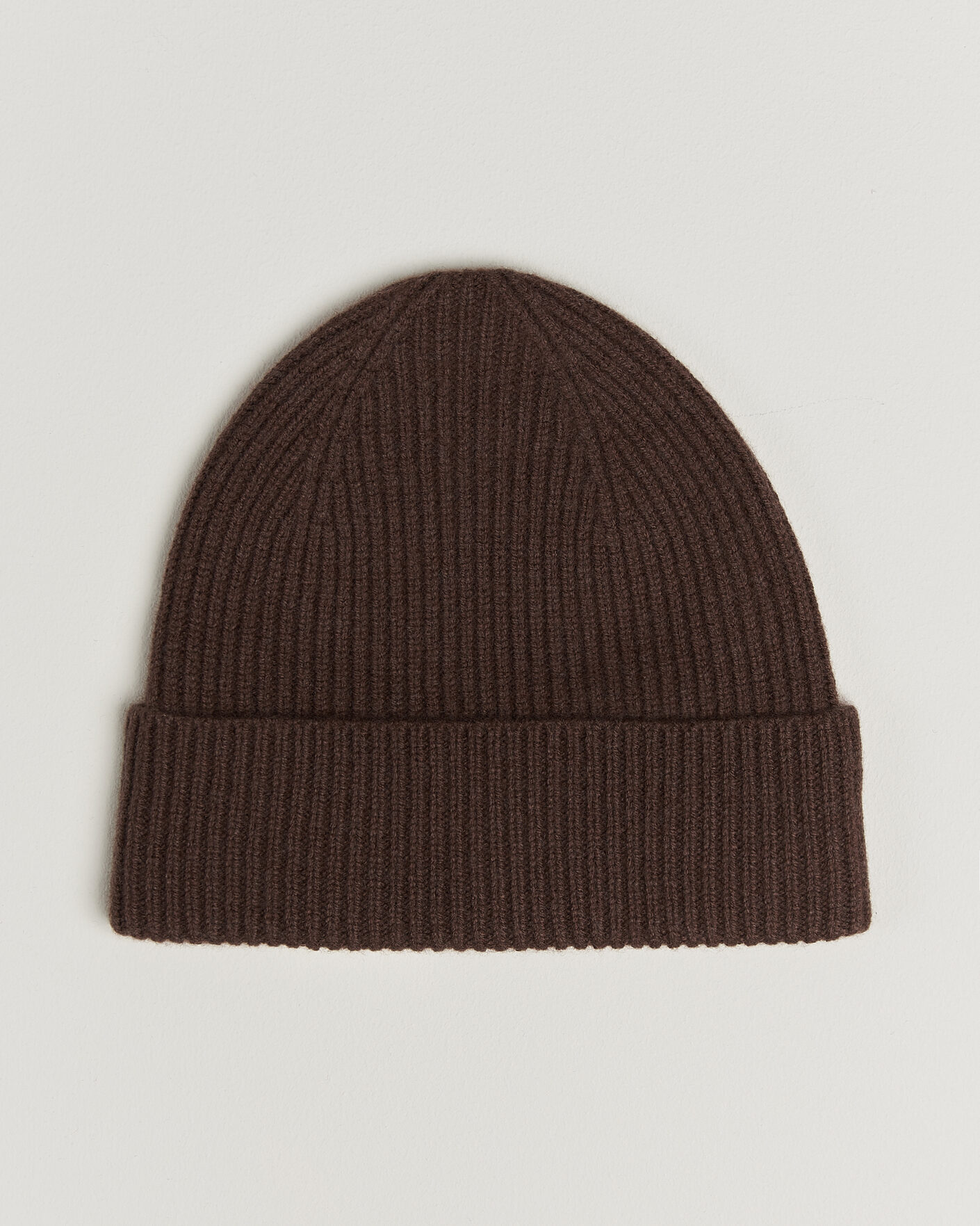 Herre | Huer | Amanda Christensen | Rib Knitted Merino Wool Cap Brown