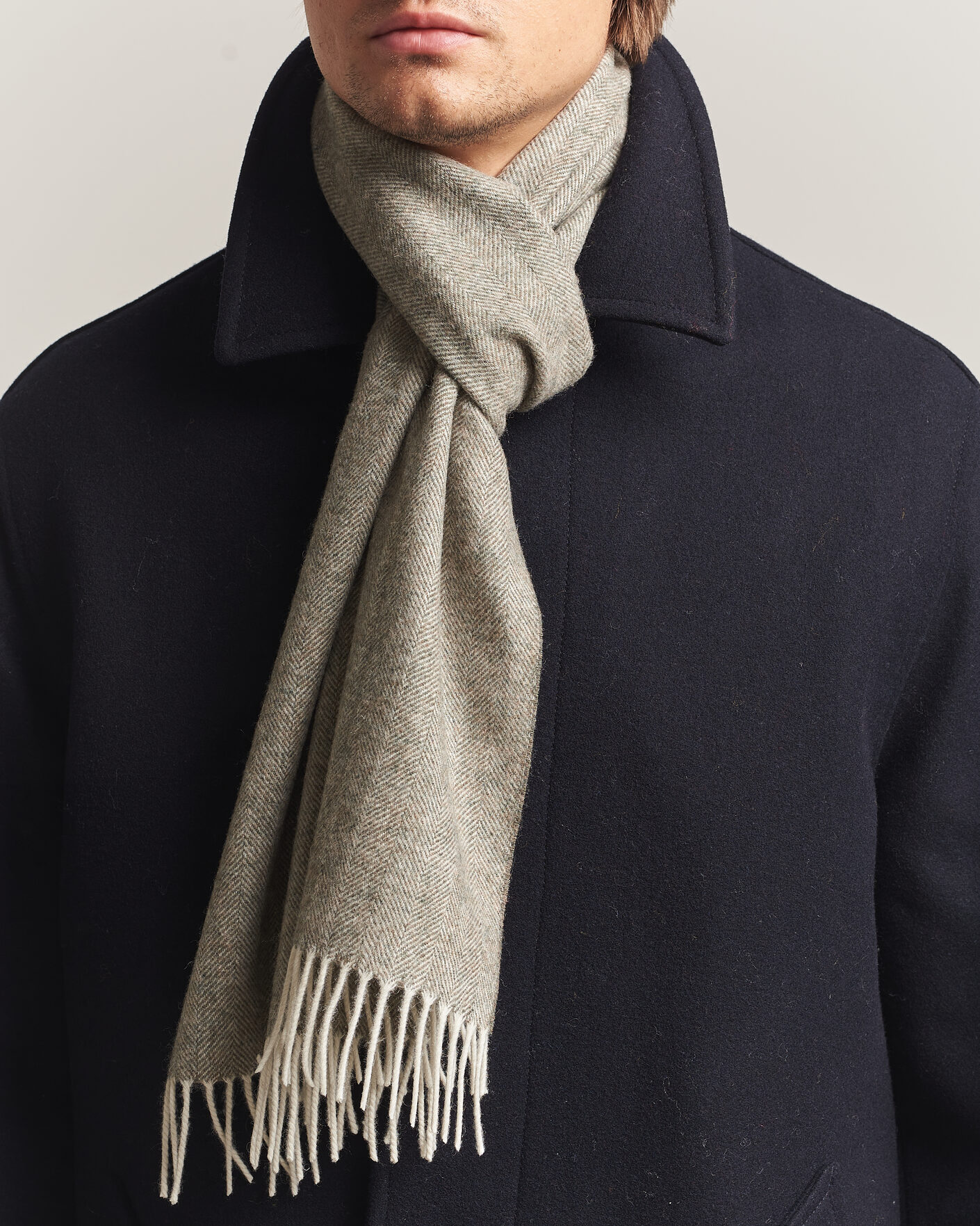 Herre | Halstørklæder | Amanda Christensen | Wool Herringbone Scarf Green