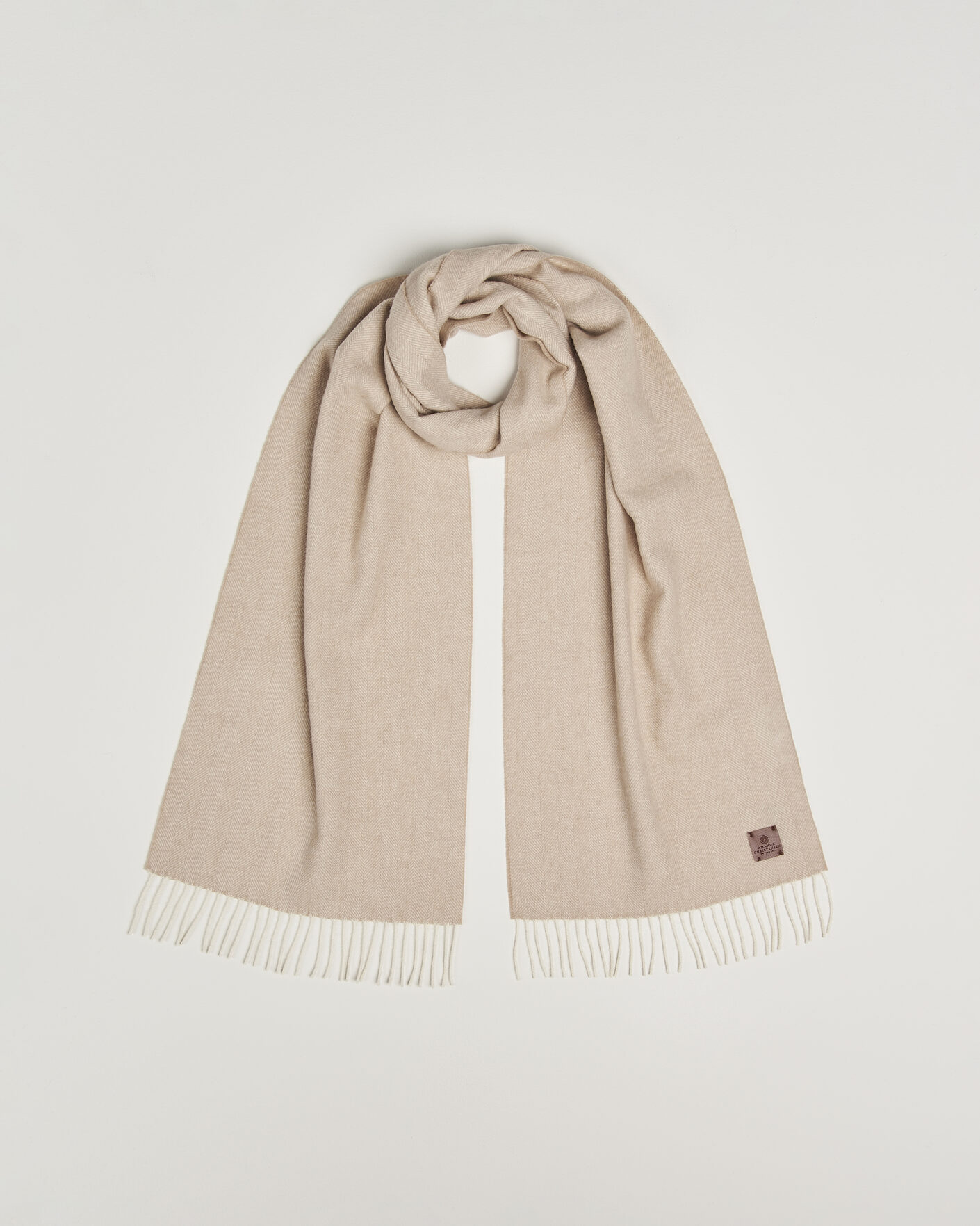 Herre | Halstørklæder | Amanda Christensen | Wool Herringbone Scarf Beige