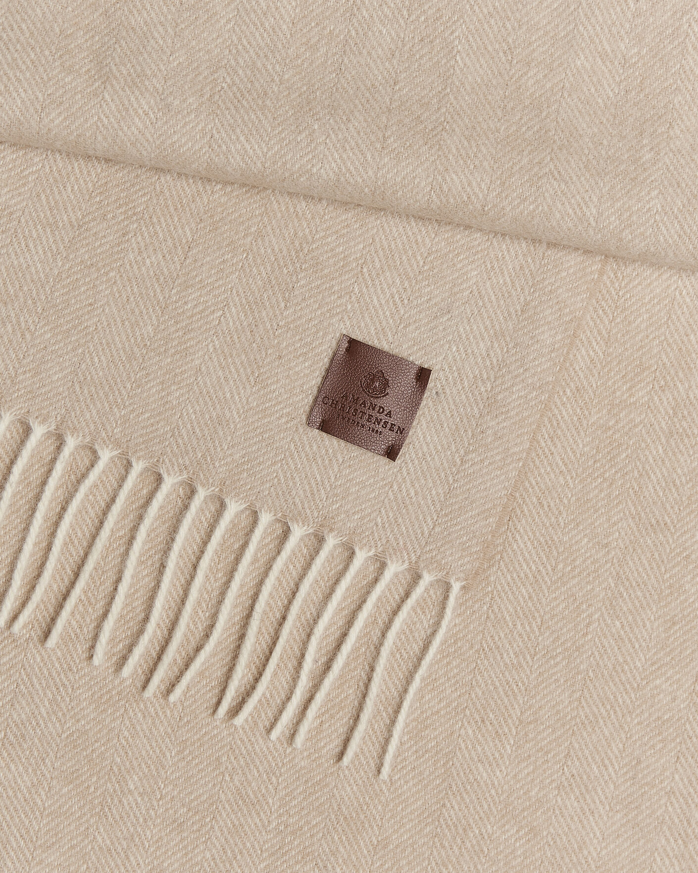 Herre | Halstørklæder | Amanda Christensen | Wool Herringbone Scarf Beige