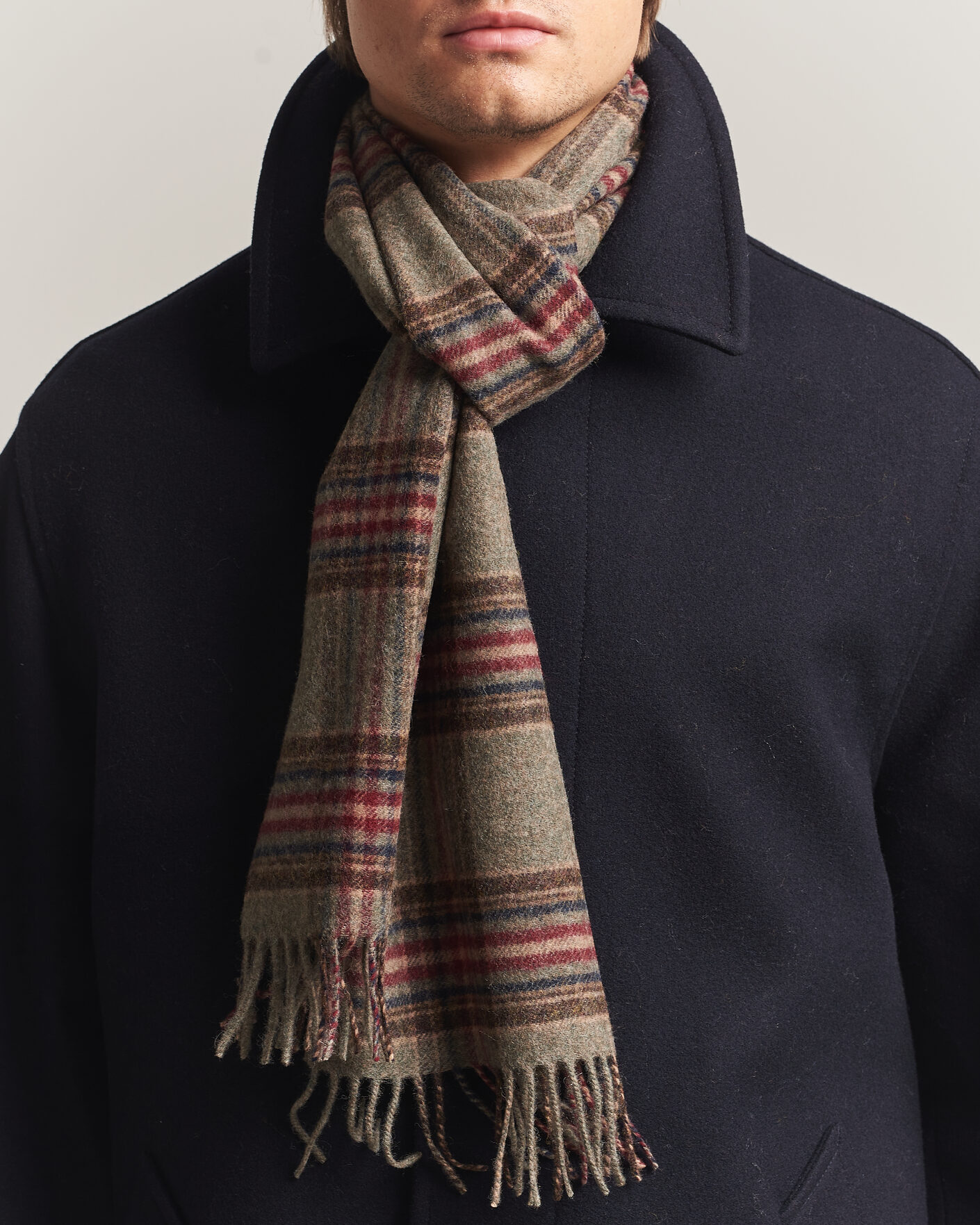 Herre | Halstørklæder | Amanda Christensen | Wool Check Scarf Green