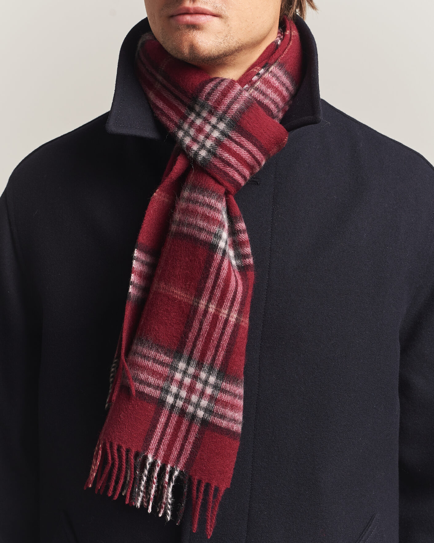 Herre | Halstørklæder | Amanda Christensen | Wool Check Scarf Bordeaux