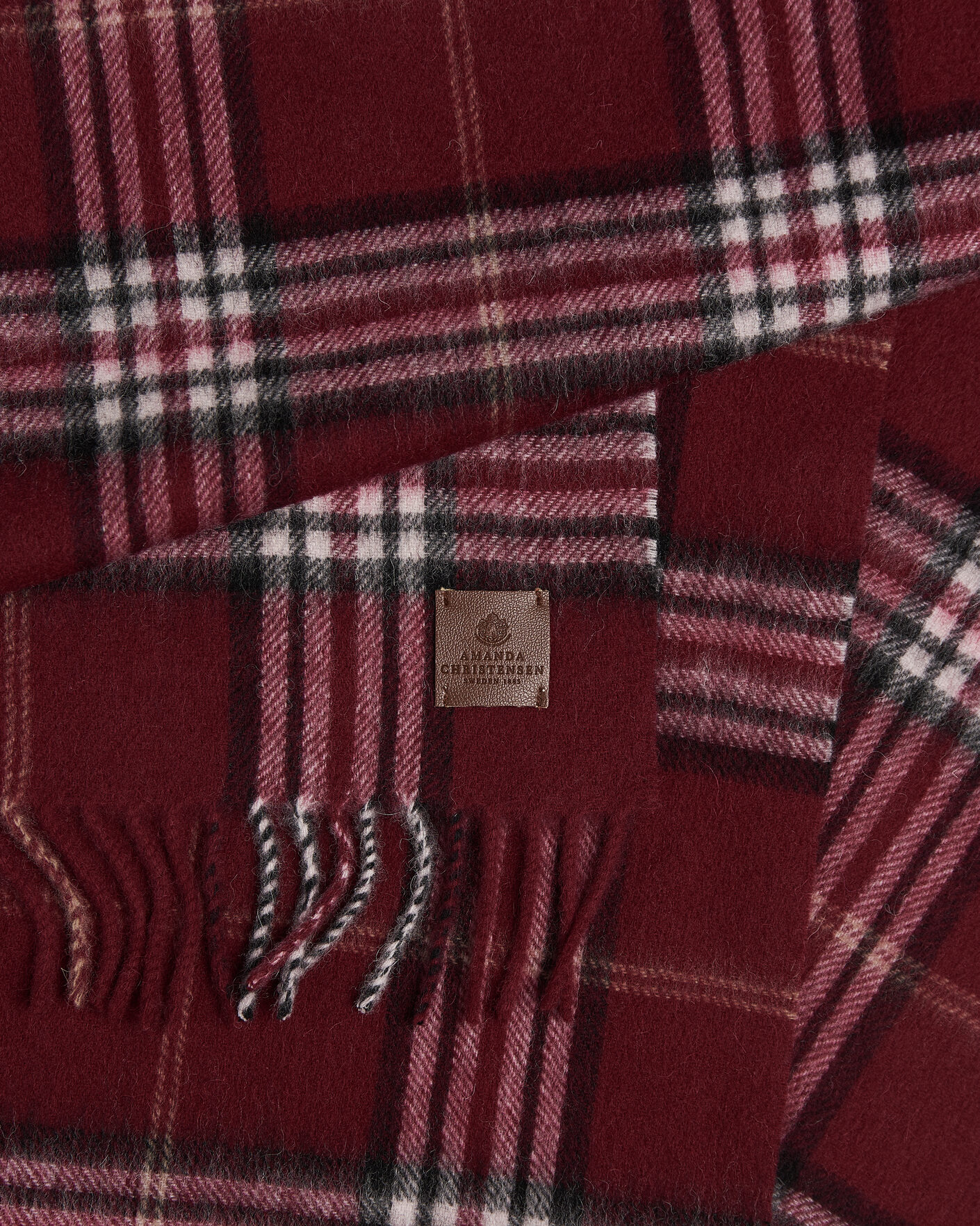 Herre | Halstørklæder | Amanda Christensen | Wool Check Scarf Bordeaux