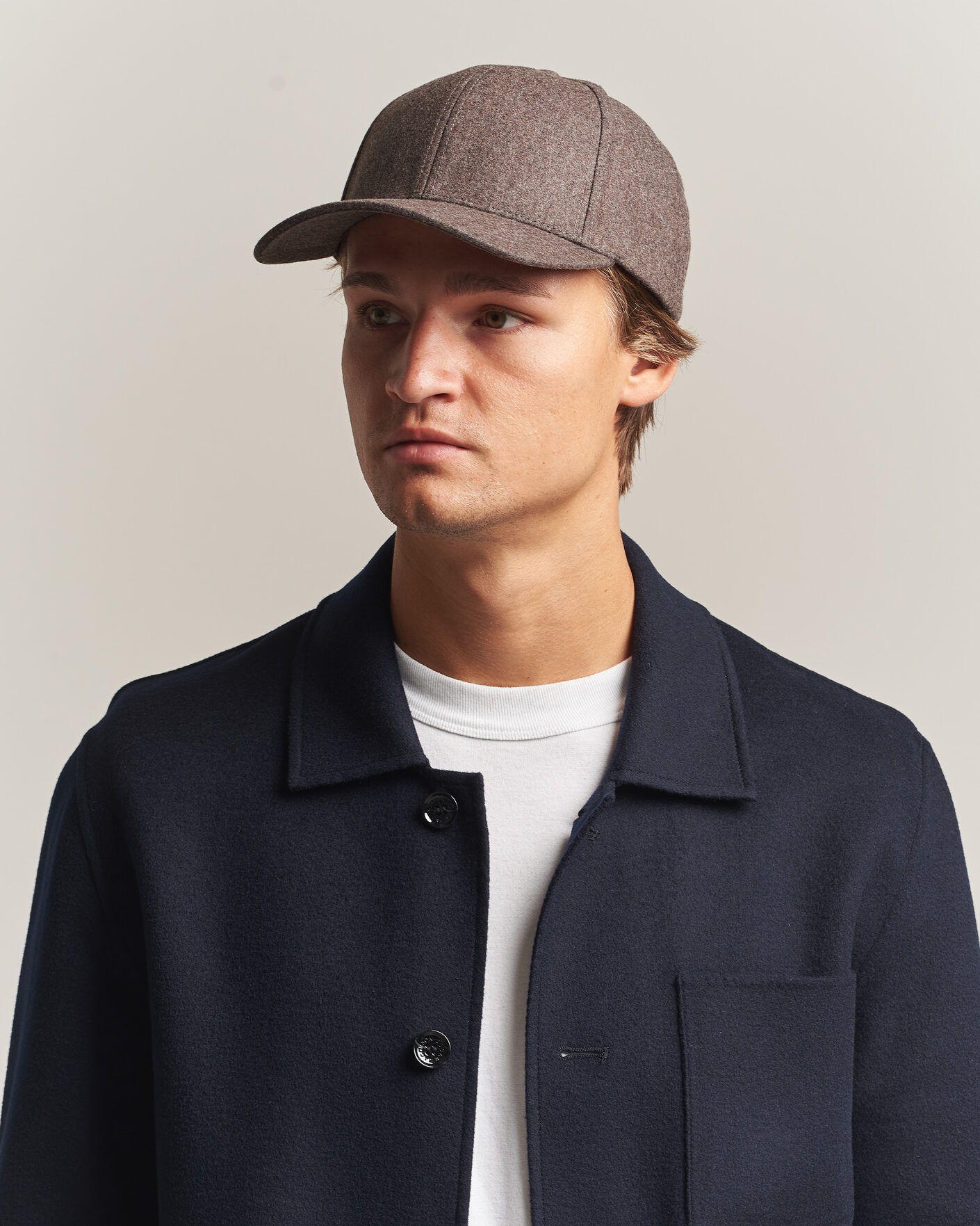 Herre | Hatte & kasketter | Varsity Headwear | Merino Wool Baseball Cap Taupe Brown