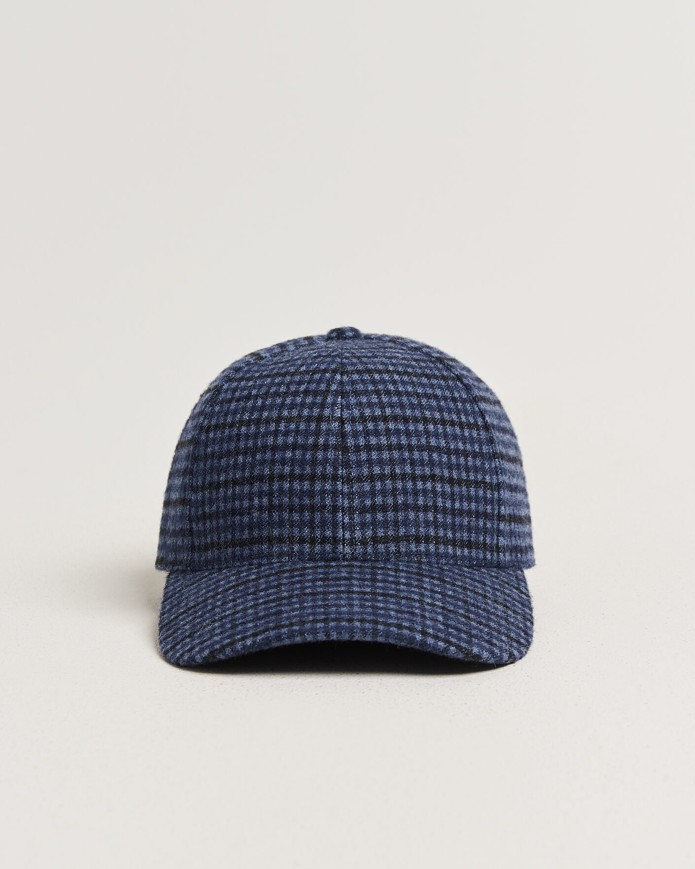 Herre | Hatte & kasketter | Varsity Headwear | Mohair Wool Checked Baseball Cap Navy