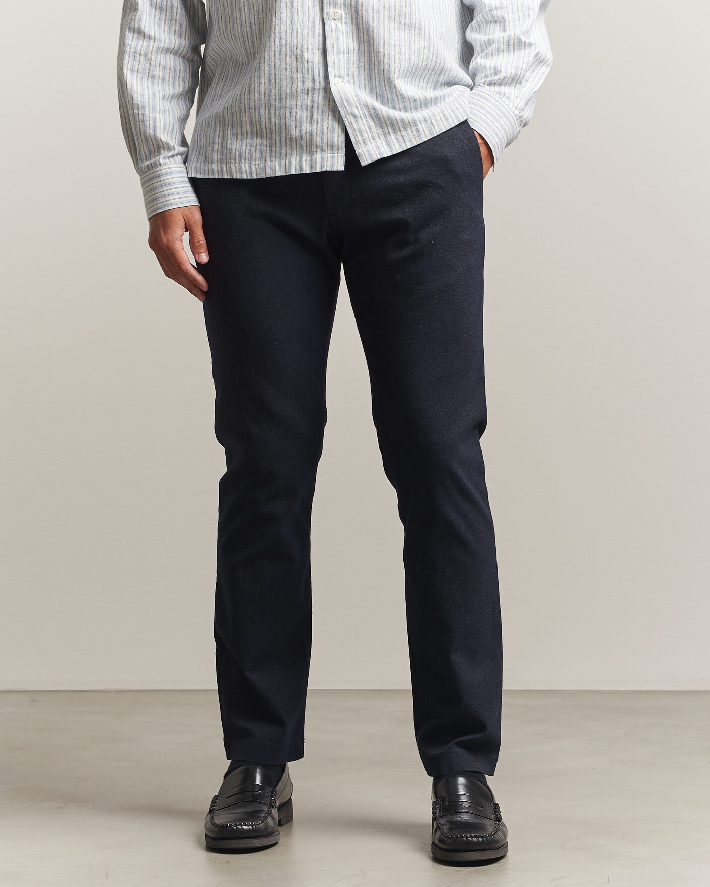 Herre | Bukser | NN07 | Theo Brushed Cotton Trousers Deep Navy