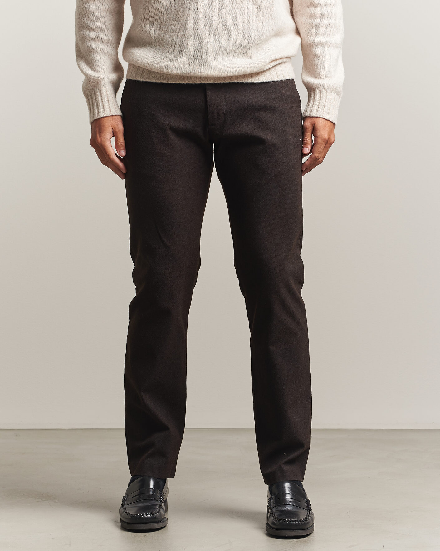 Herre | Bukser | NN07 | Theo Brushed Cotton Trousers Deep Truffle