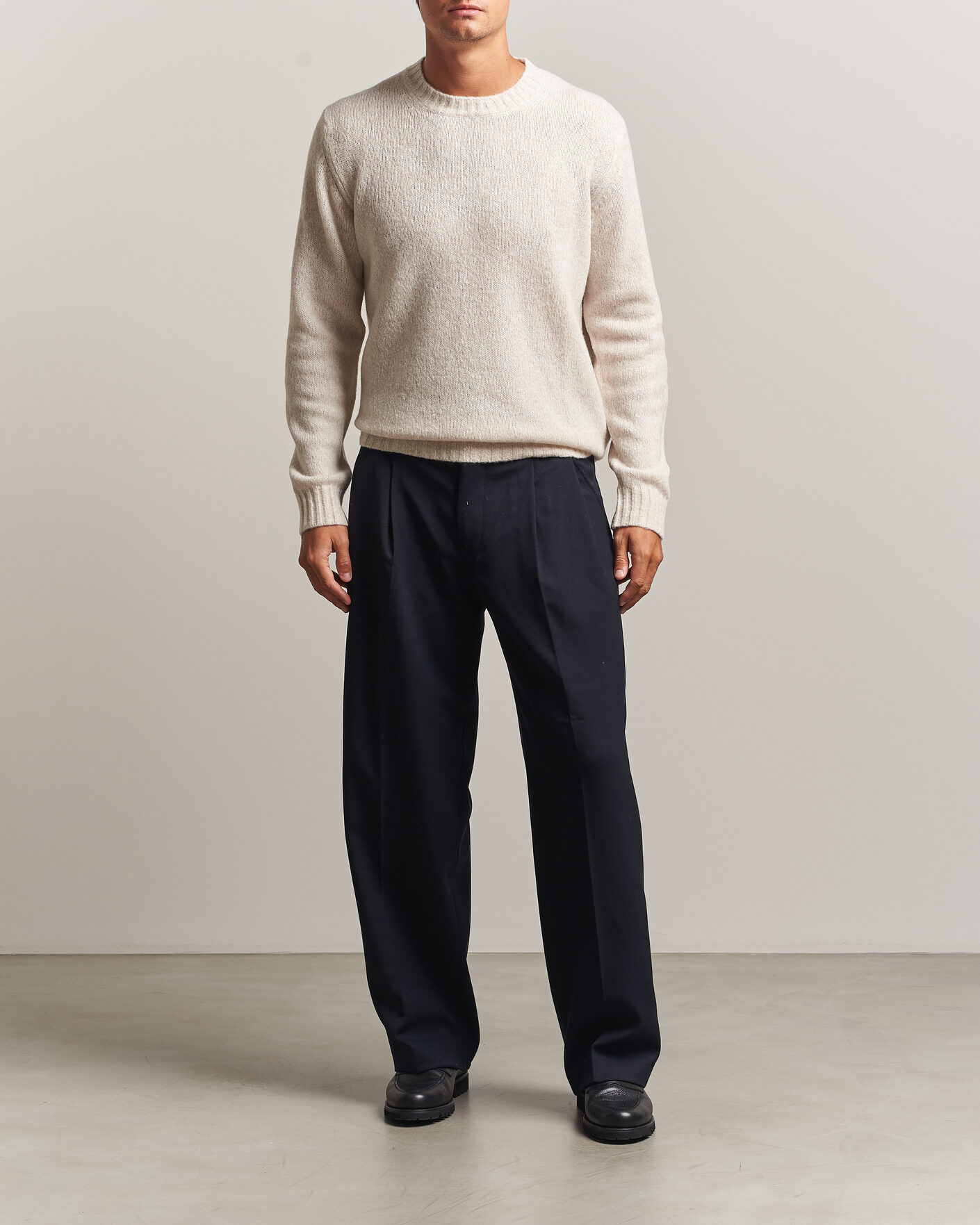 Herre | Trøjer | NN07 | Lee Wool Knitted Sweater Ivory
