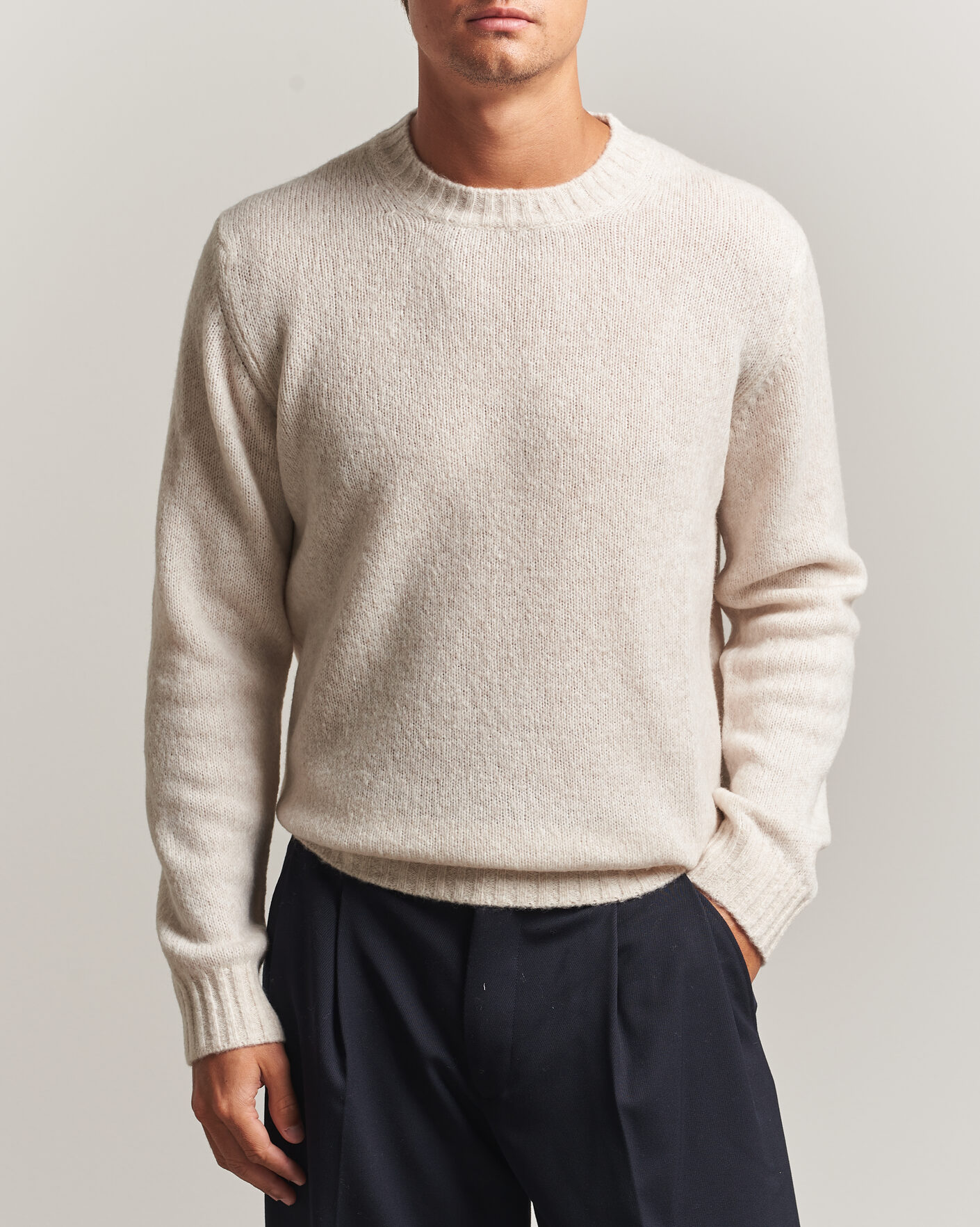Herre | Trøjer | NN07 | Lee Wool Knitted Sweater Ivory