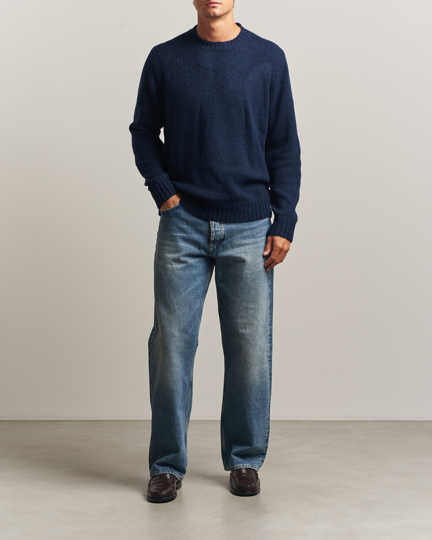 Herre | Trøjer | NN07 | Lee Wool Knitted Sweater Navy Blue