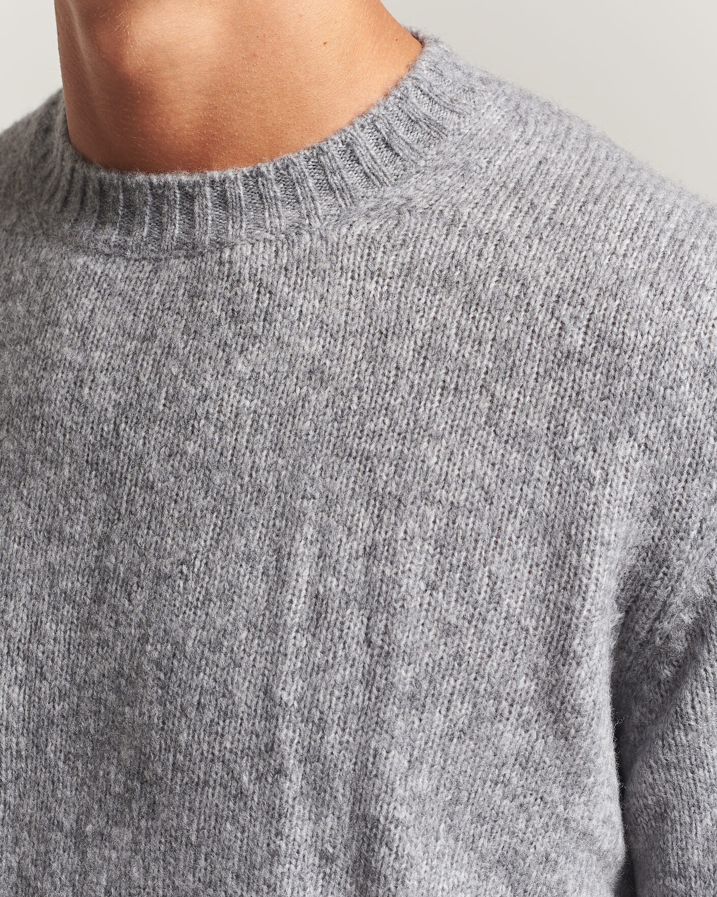 Herre | Trøjer | NN07 | Lee Wool Knitted Sweater Grey Melange