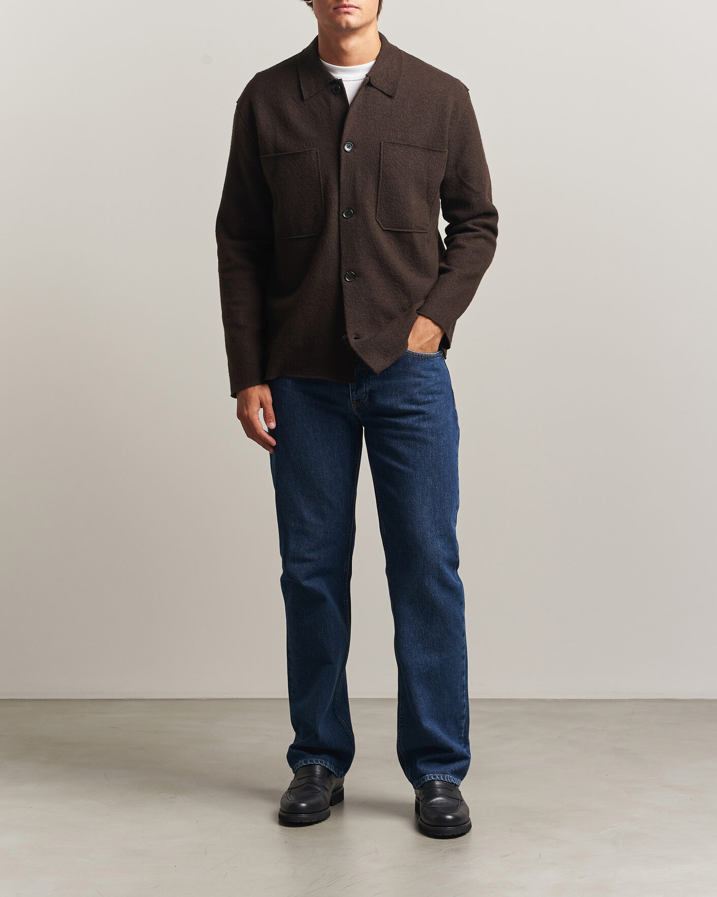 Herre | Trøjer | NN07 | Jonas Boiled Wool Cardigan Deep Truffle