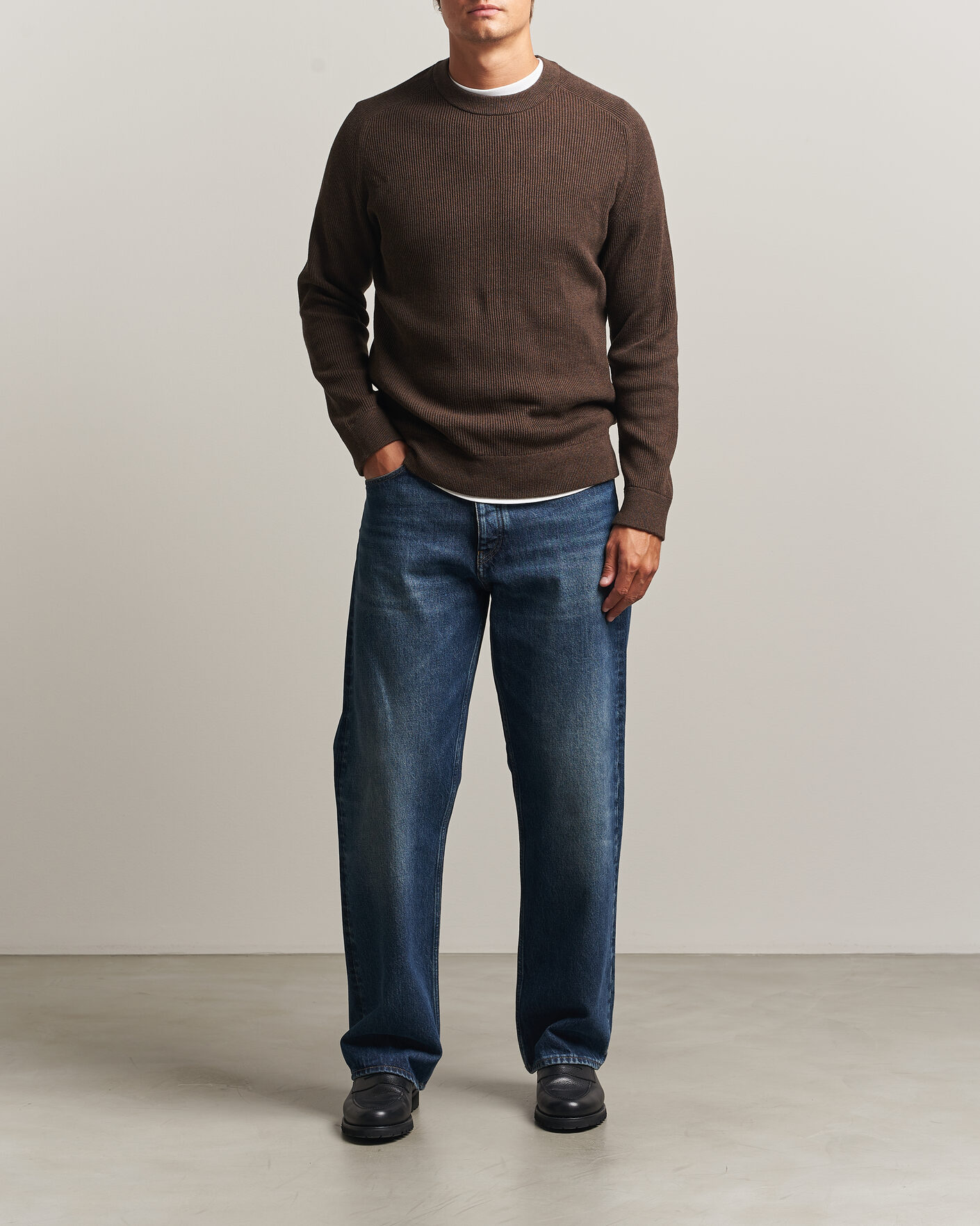 Herre | Trøjer | NN07 | Kevin Cotton Knitted Sweater Deep Truffle