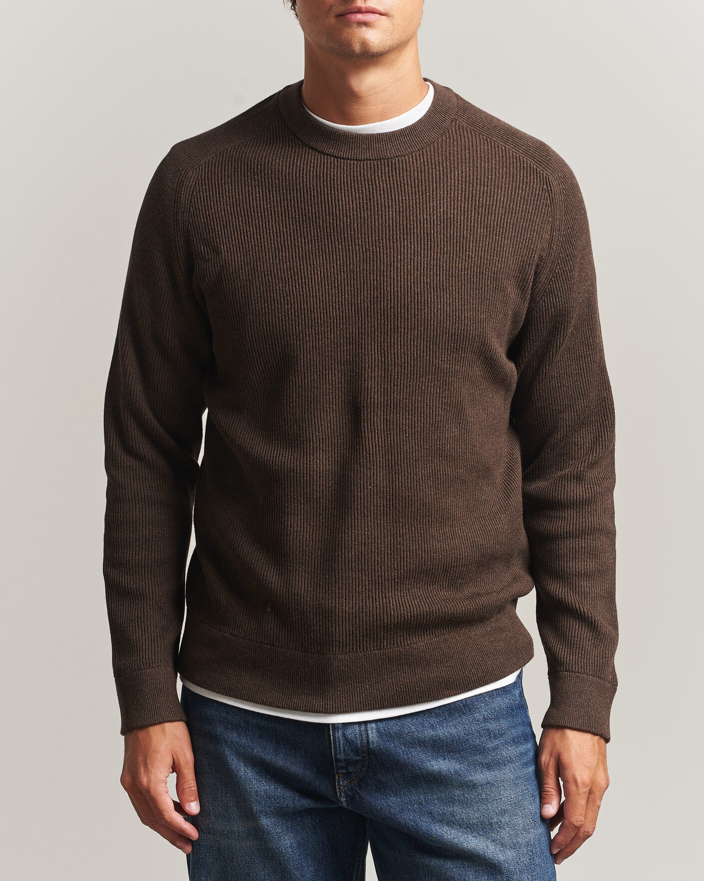 Herre | Trøjer | NN07 | Kevin Cotton Knitted Sweater Deep Truffle