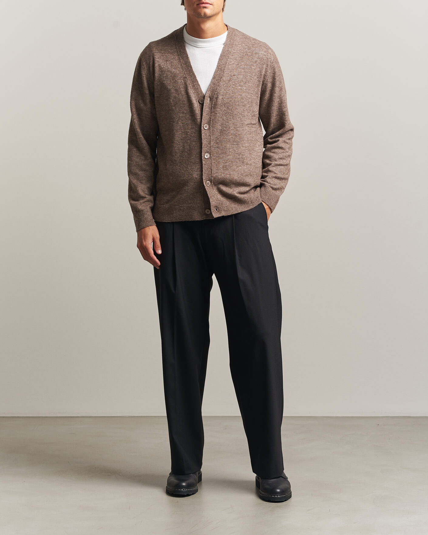 Herre | Trøjer | NN07 | Gavin Brushed Wool Knitted Cardigan Desert Clay