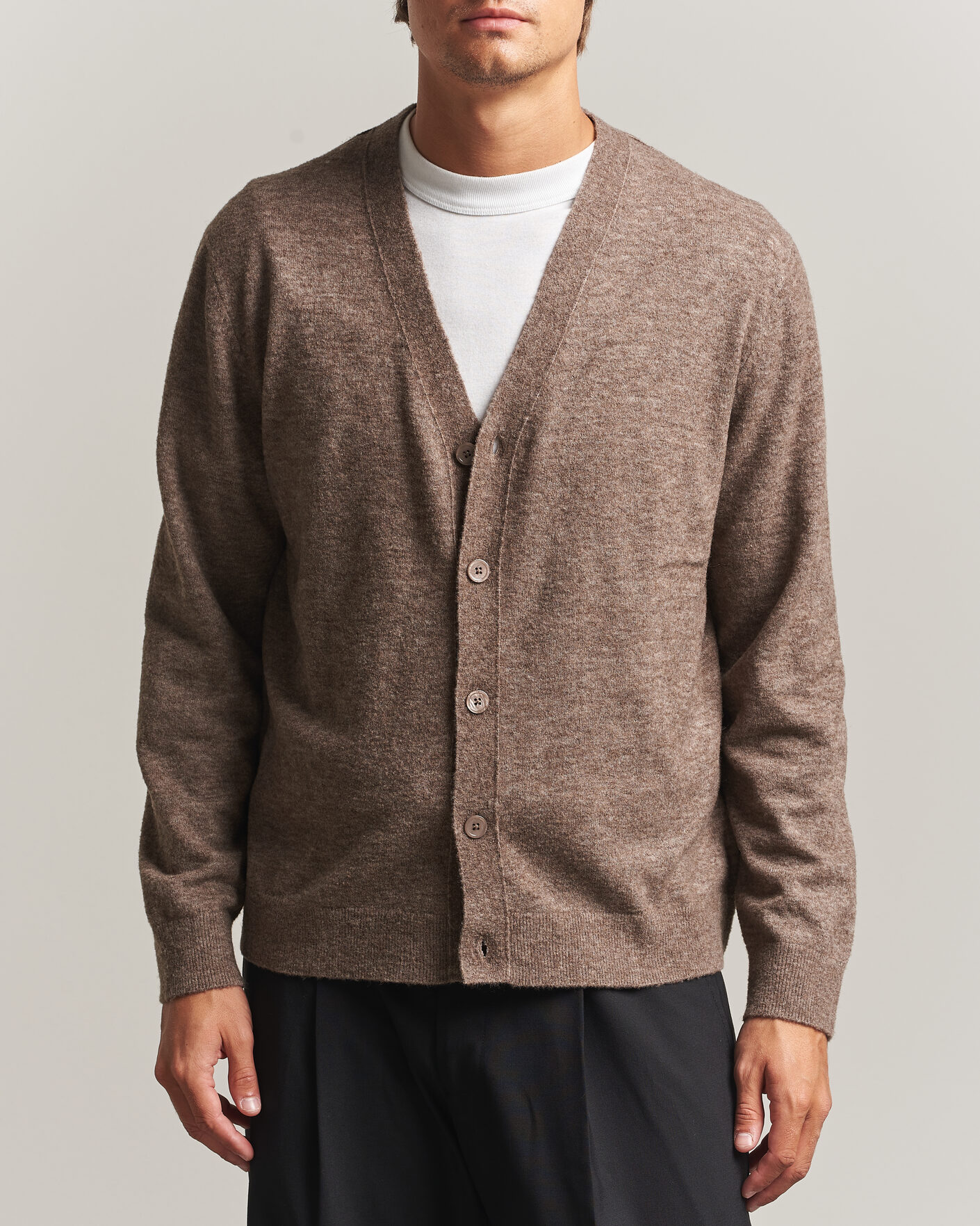 Herre | Trøjer | NN07 | Gavin Brushed Wool Knitted Cardigan Desert Clay