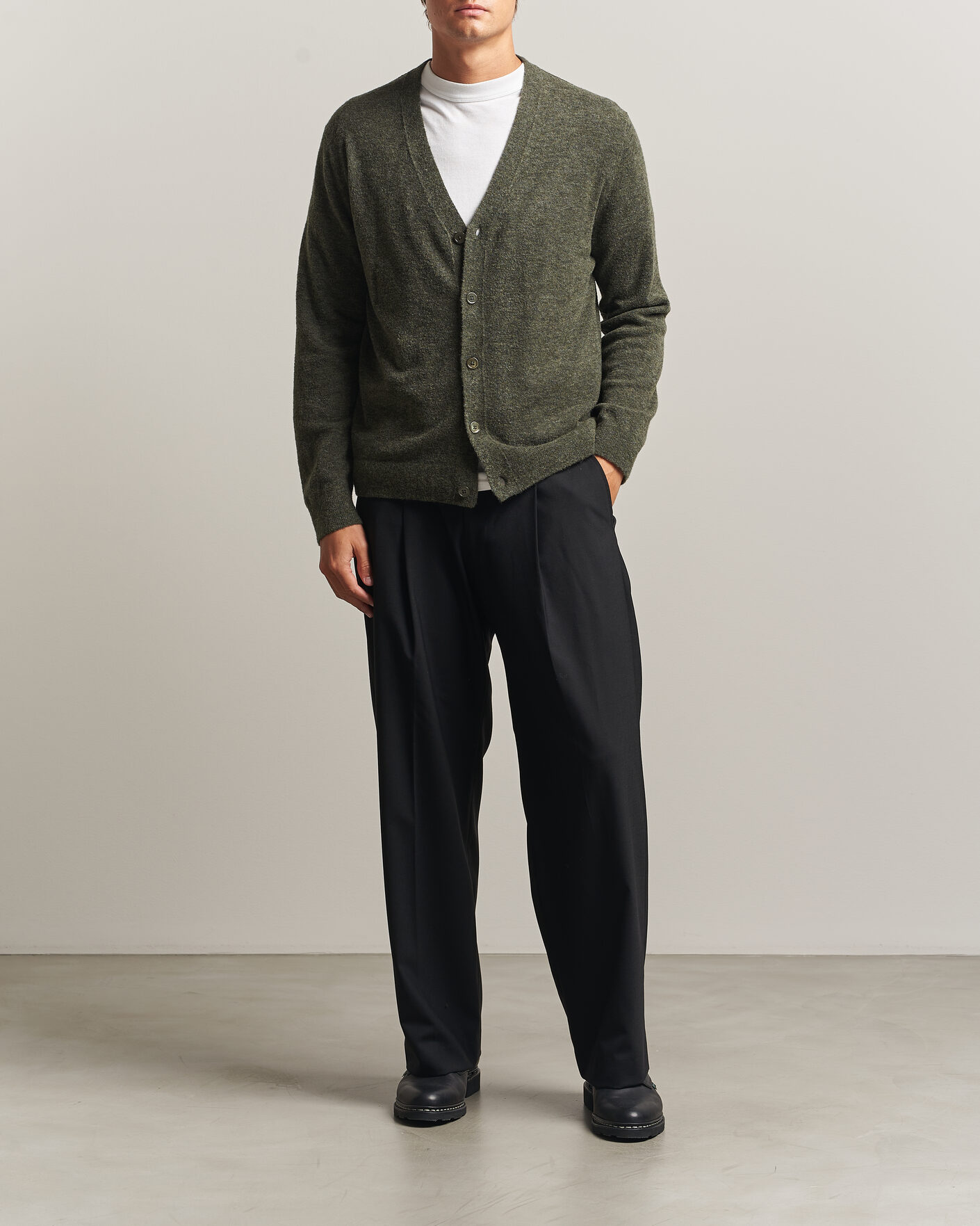 Herre | Trøjer | NN07 | Gavin Brushed Wool Knitted Cardigan Dark Army