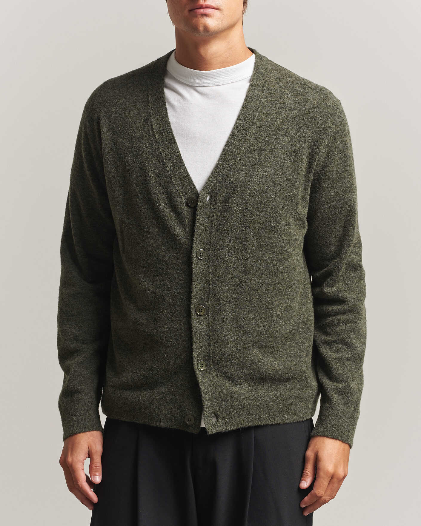 Herre | Trøjer | NN07 | Gavin Brushed Wool Knitted Cardigan Dark Army