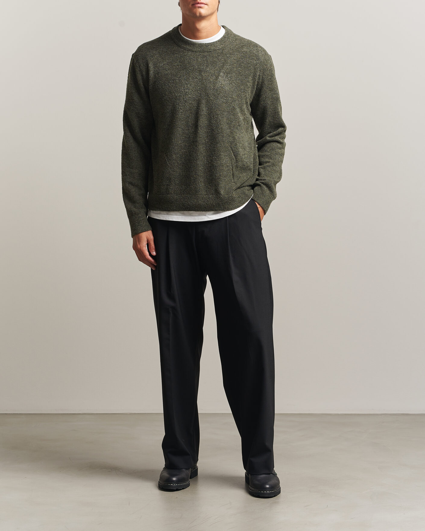 Herre | Trøjer | NN07 | Gavin Brushed Wool Knitted Sweater Dark Army