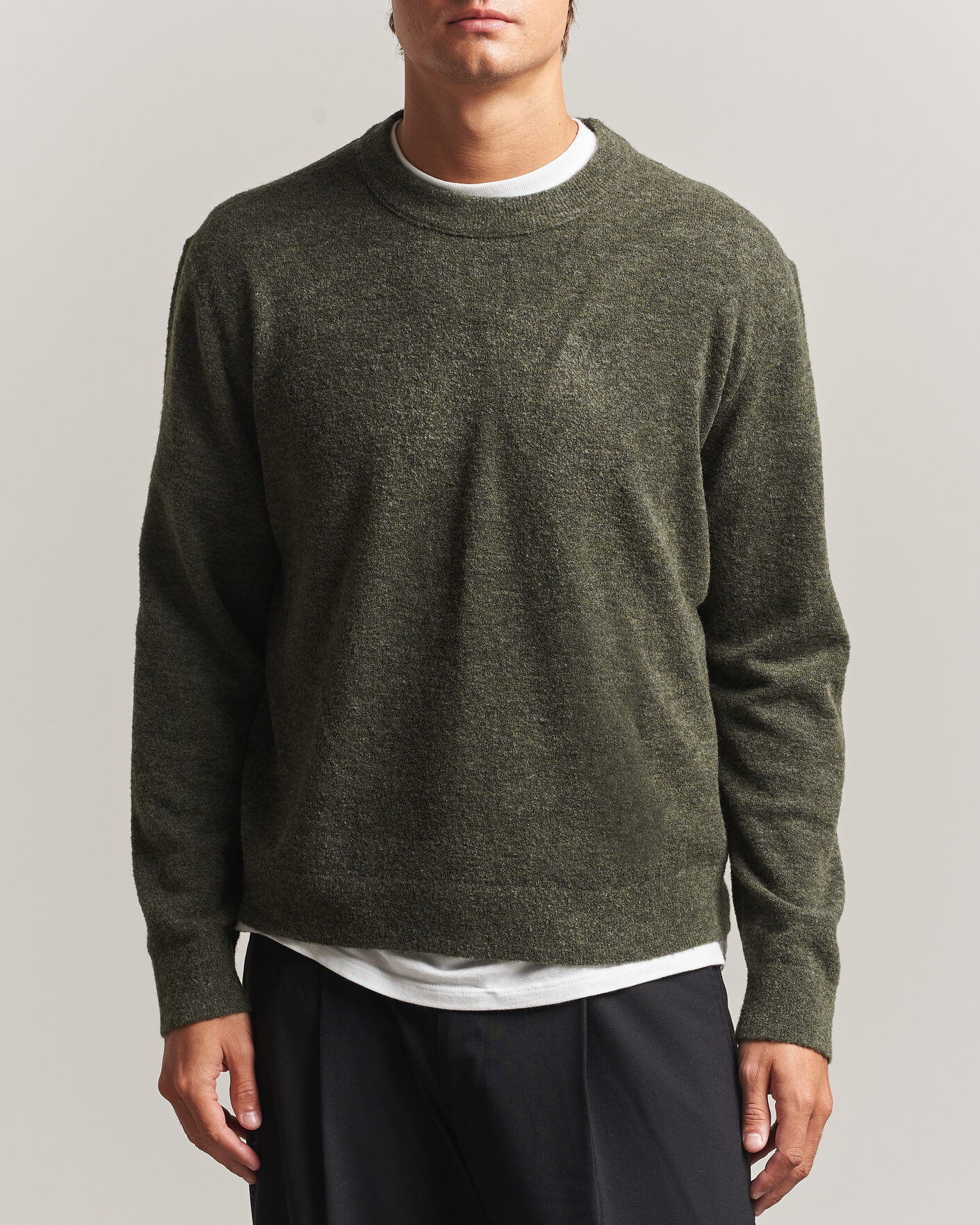 Herre | Trøjer | NN07 | Gavin Brushed Wool Knitted Sweater Dark Army