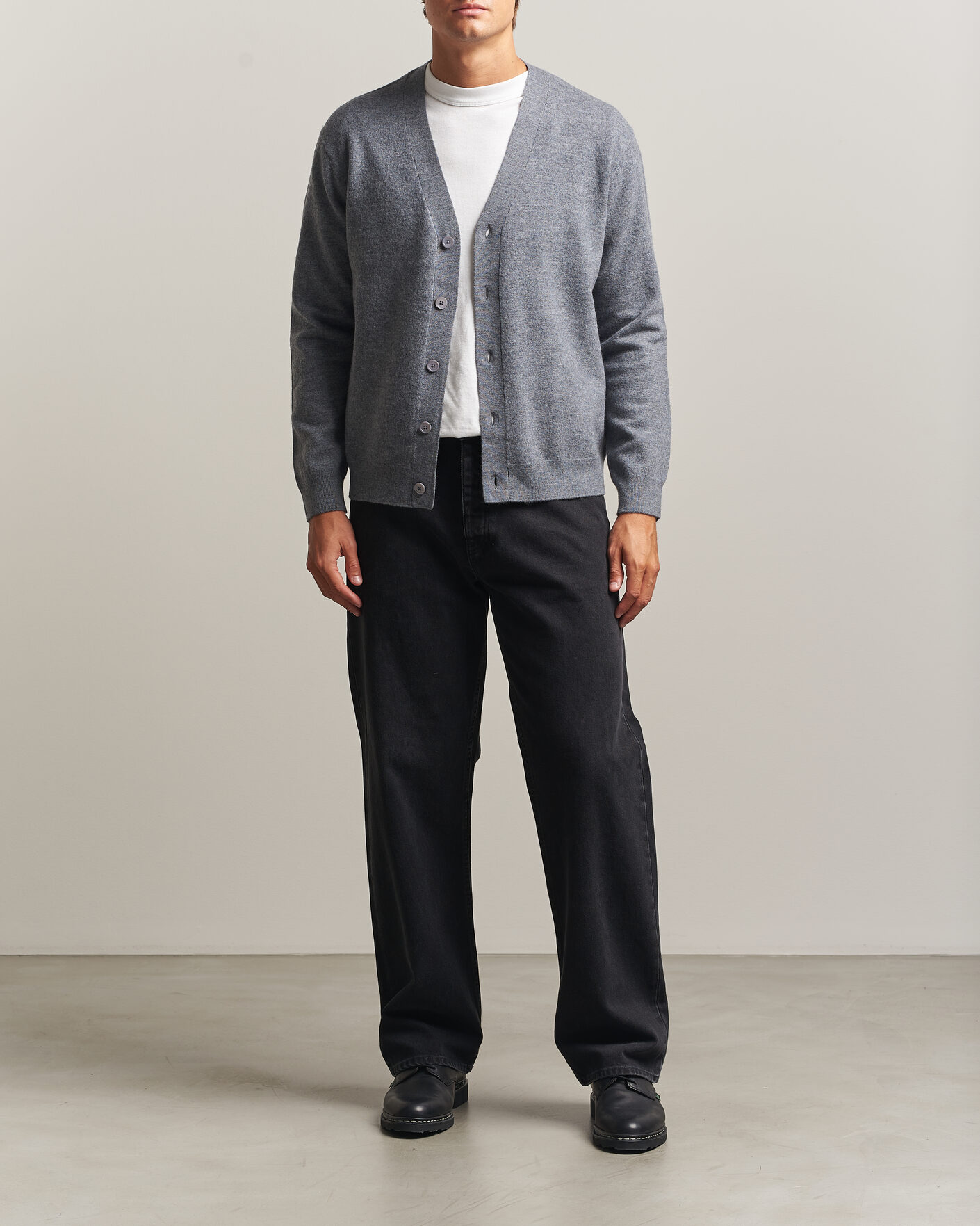 Herre | Trøjer | NN07 | Jasper Wool Knitted Cardigan Grey Melange