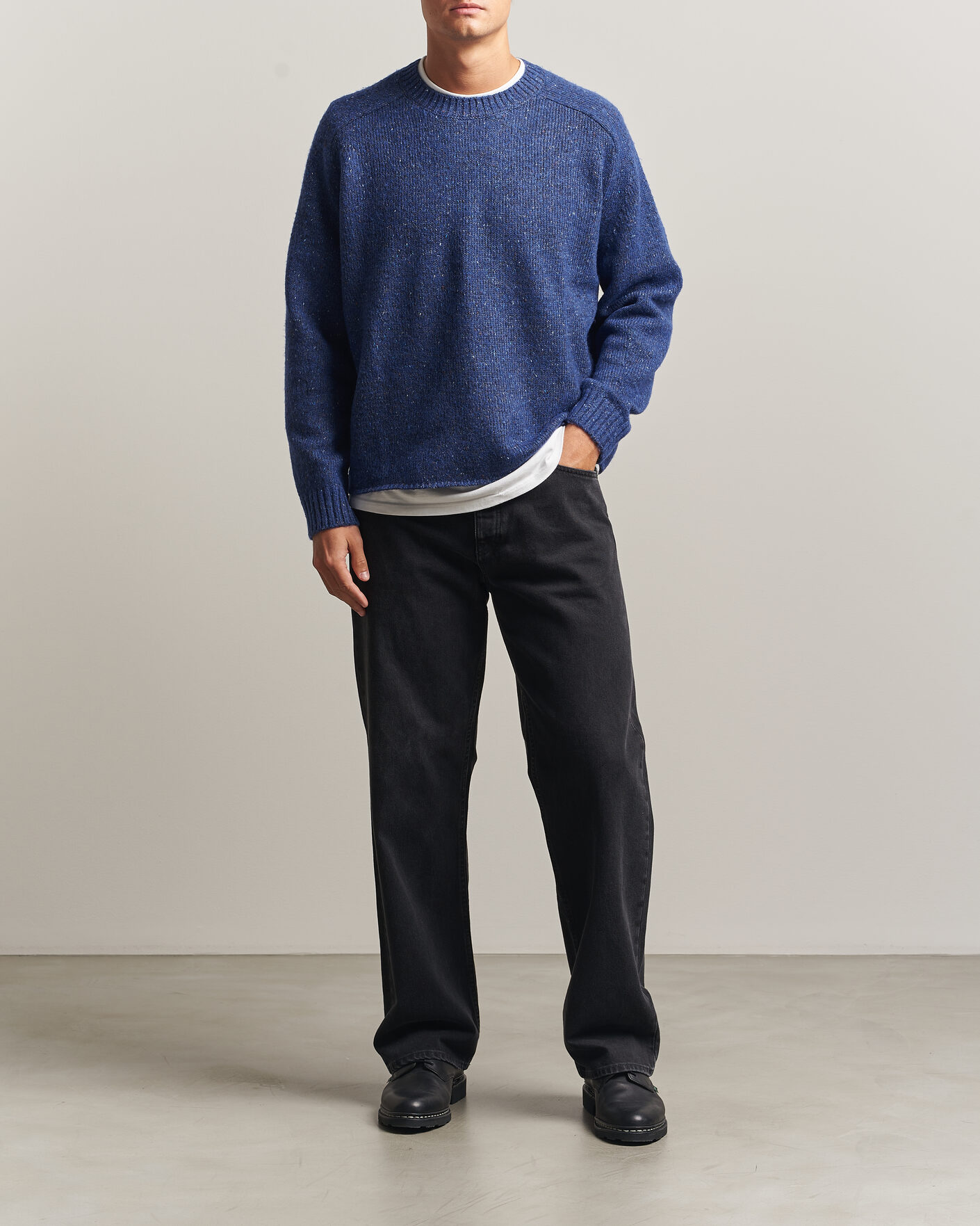 Herre | Trøjer | NN07 | Jim Neps Wool Knitted Sweater Blue Ignition