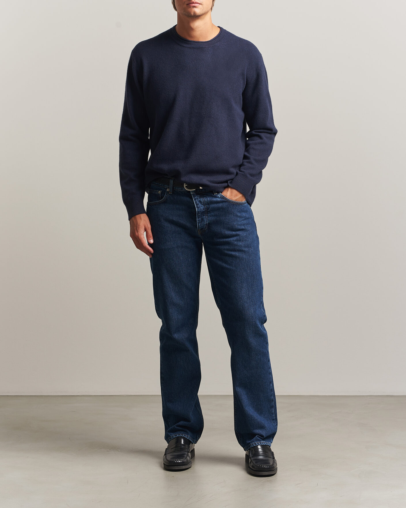 Herre | Trøjer | NN07 | Sammy Wool Knitted Sweater Navy Melange