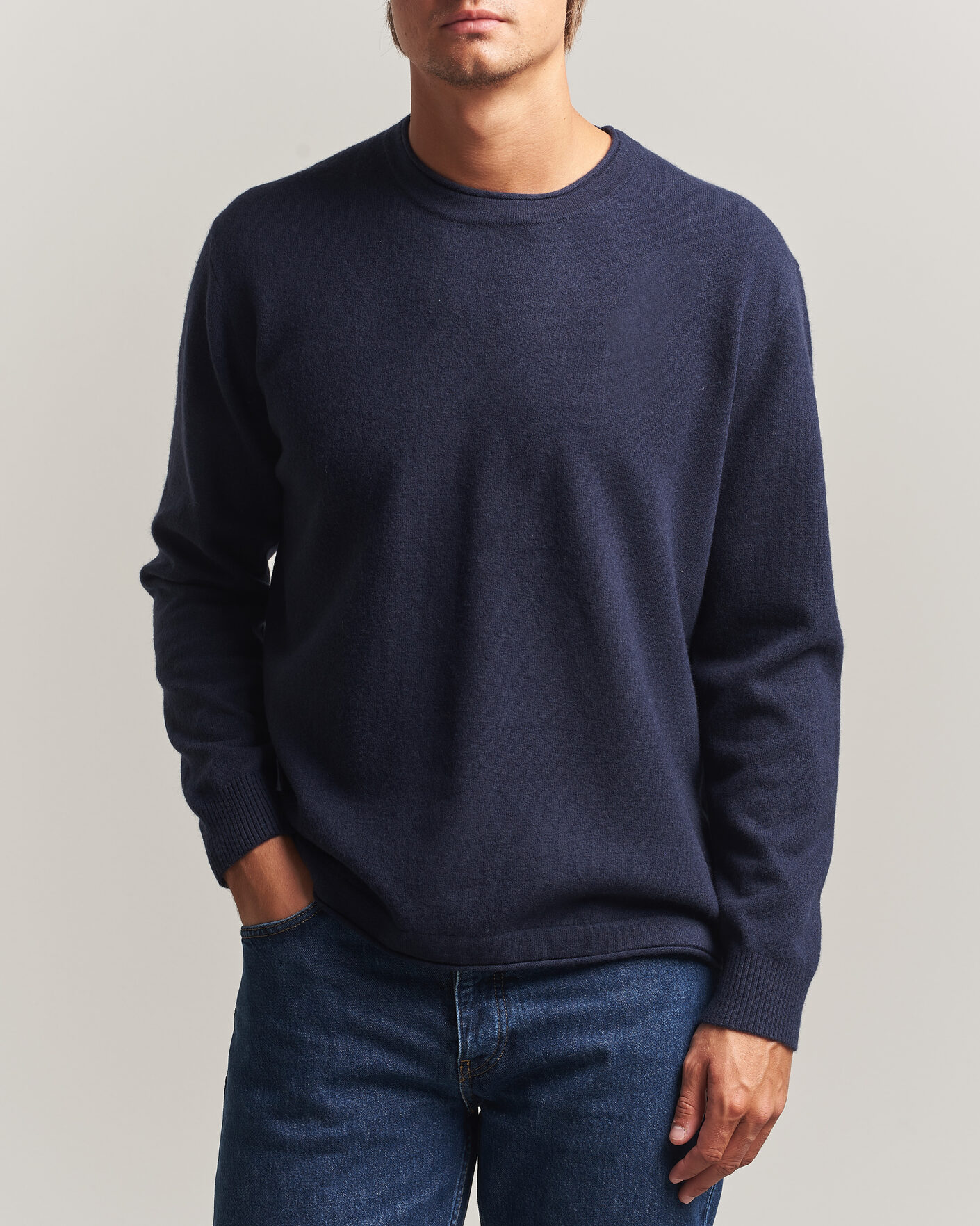 Herre | Trøjer | NN07 | Sammy Wool Knitted Sweater Navy Melange